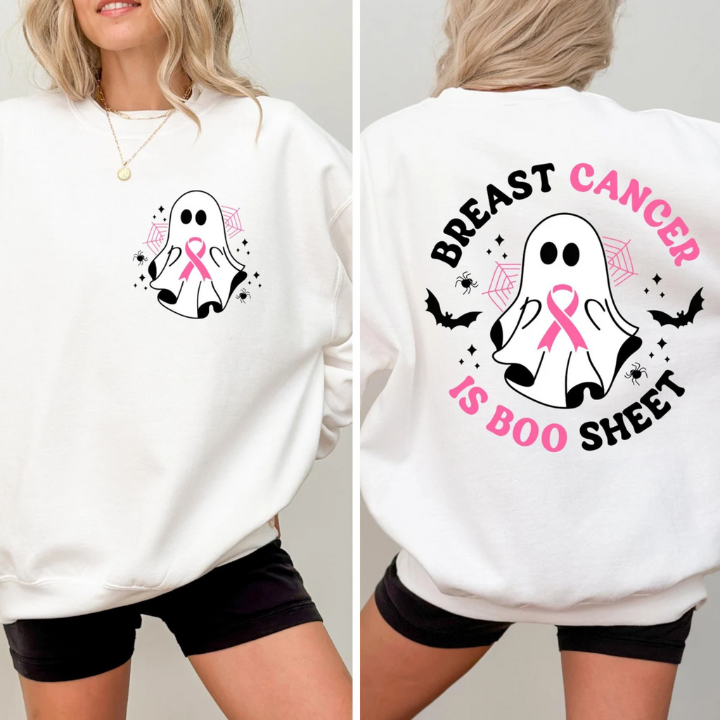 Breast Cancer Awareness Tee | ‘Boo Sheet’ Ghost Design, Pink Ribbon