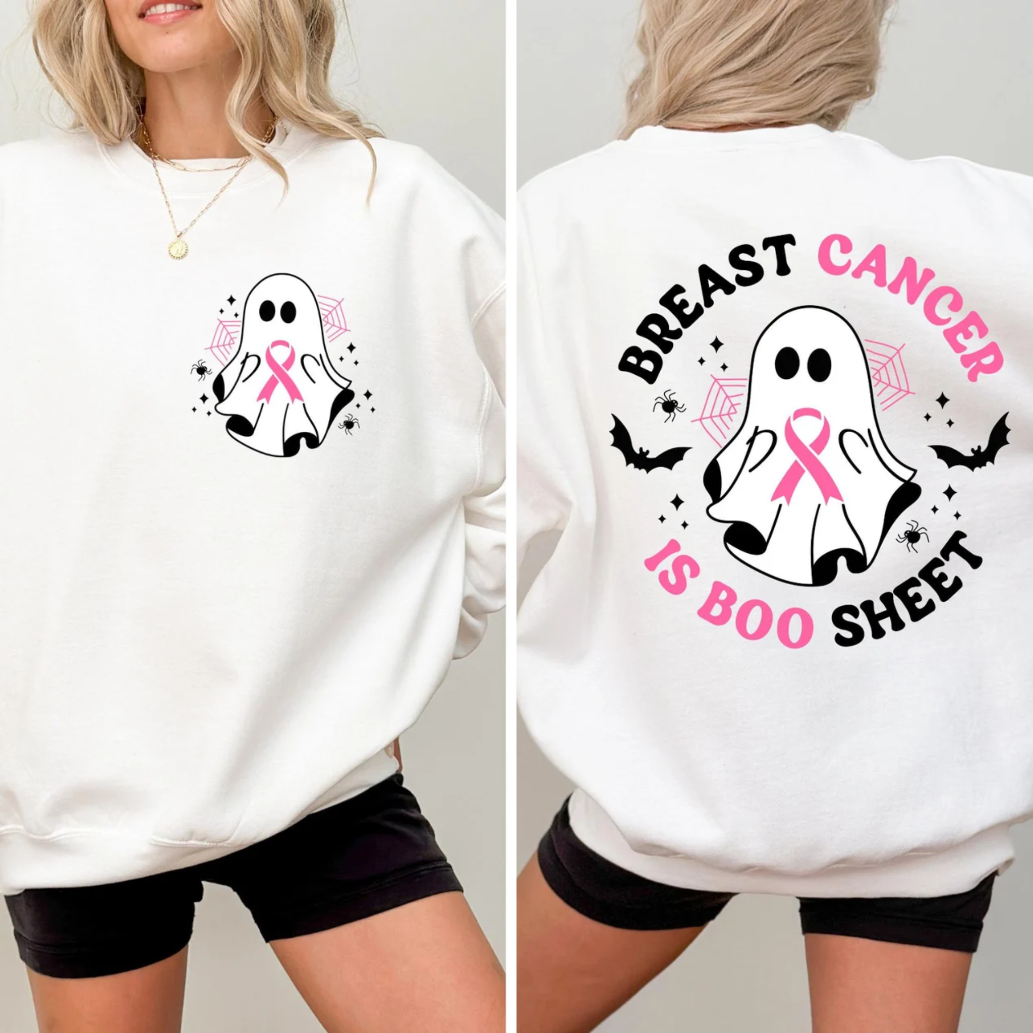 Breast Cancer Awareness Tee | ‘Boo Sheet’ Ghost Design, Pink Ribbon