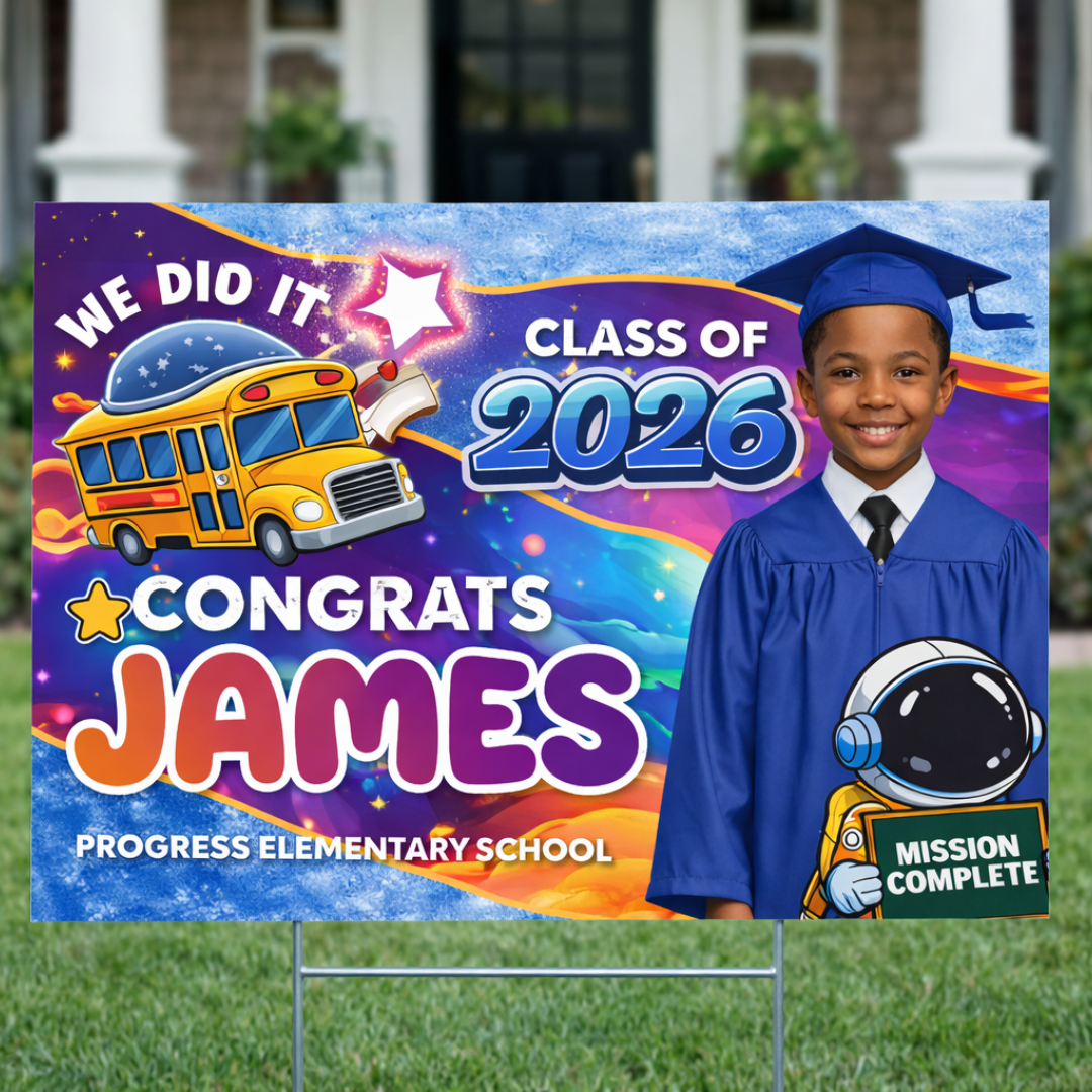 Pre-K Graduation Yard Sign - Custom Photo & Name