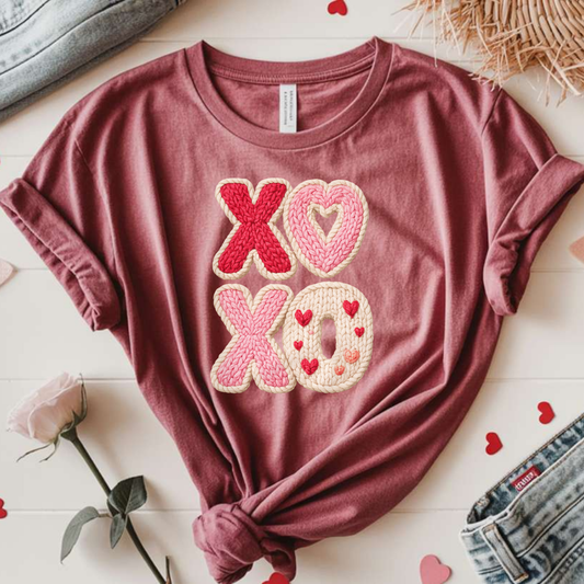 XOXO Faux Embroidery Tee & Sweatshirt