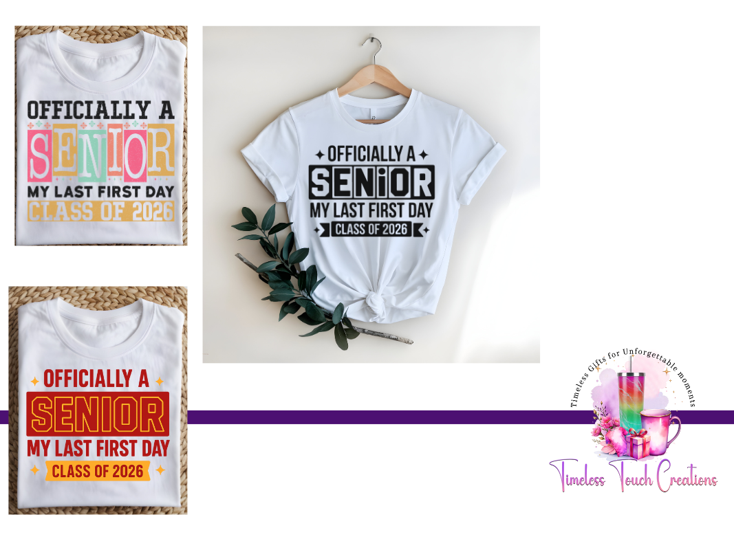 Officially a Senior Class of 2026 Shirt or Crop Top – First Day of School Keepsake