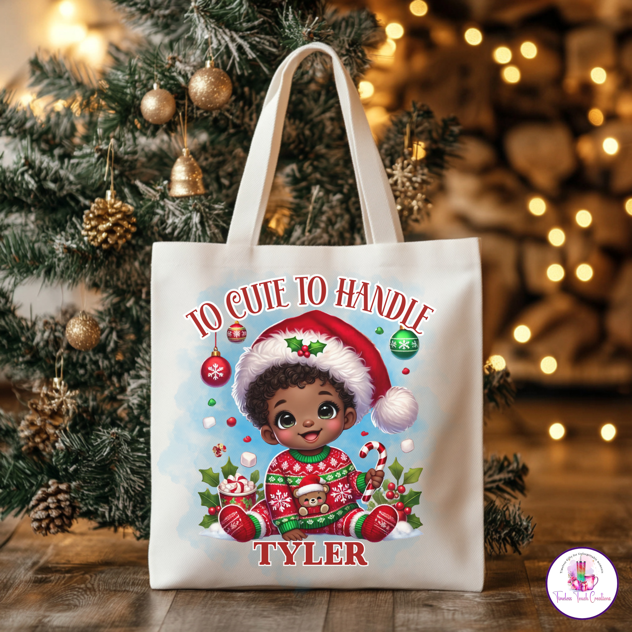 Personalized Christmas Tote Bag for Kids | Custom Holiday Gift Bag with Name