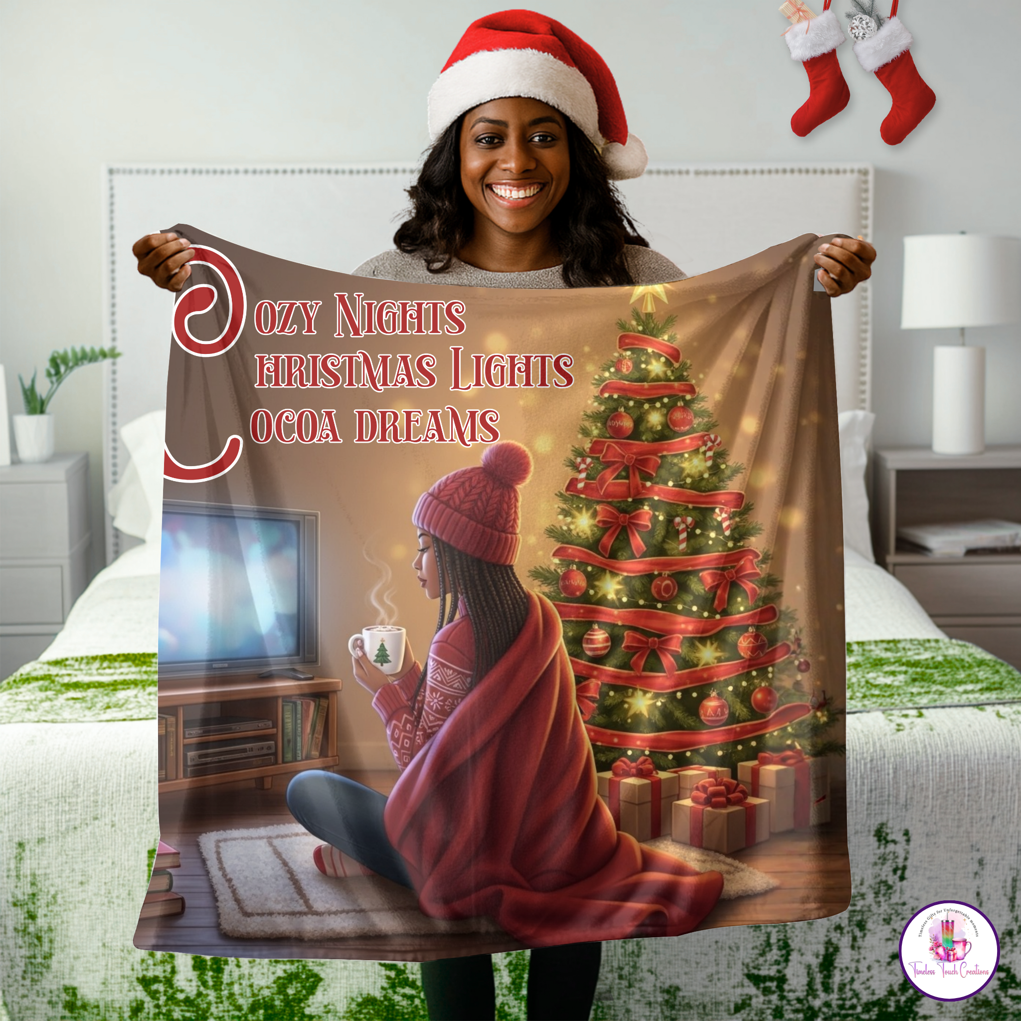 Christmas Blanket, Cozy Fleece Throw for Warm Holiday Nights