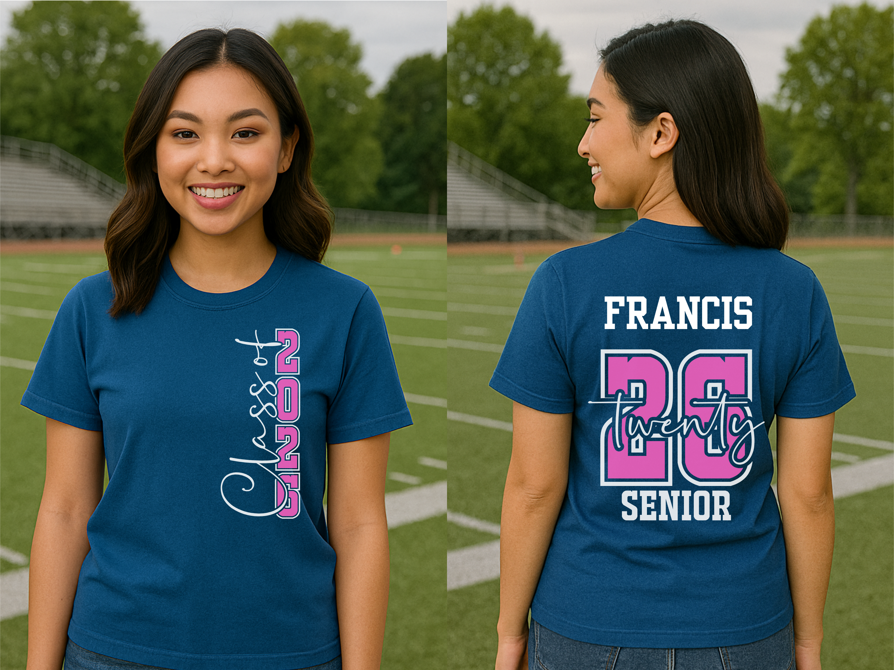 Personalized Class of 2026 Senior Shirt, Custom Name Graduation T-Shirt, Hoodie or Crewneck Sweatshirt, Senior Gift for Her, School Spirit Wear