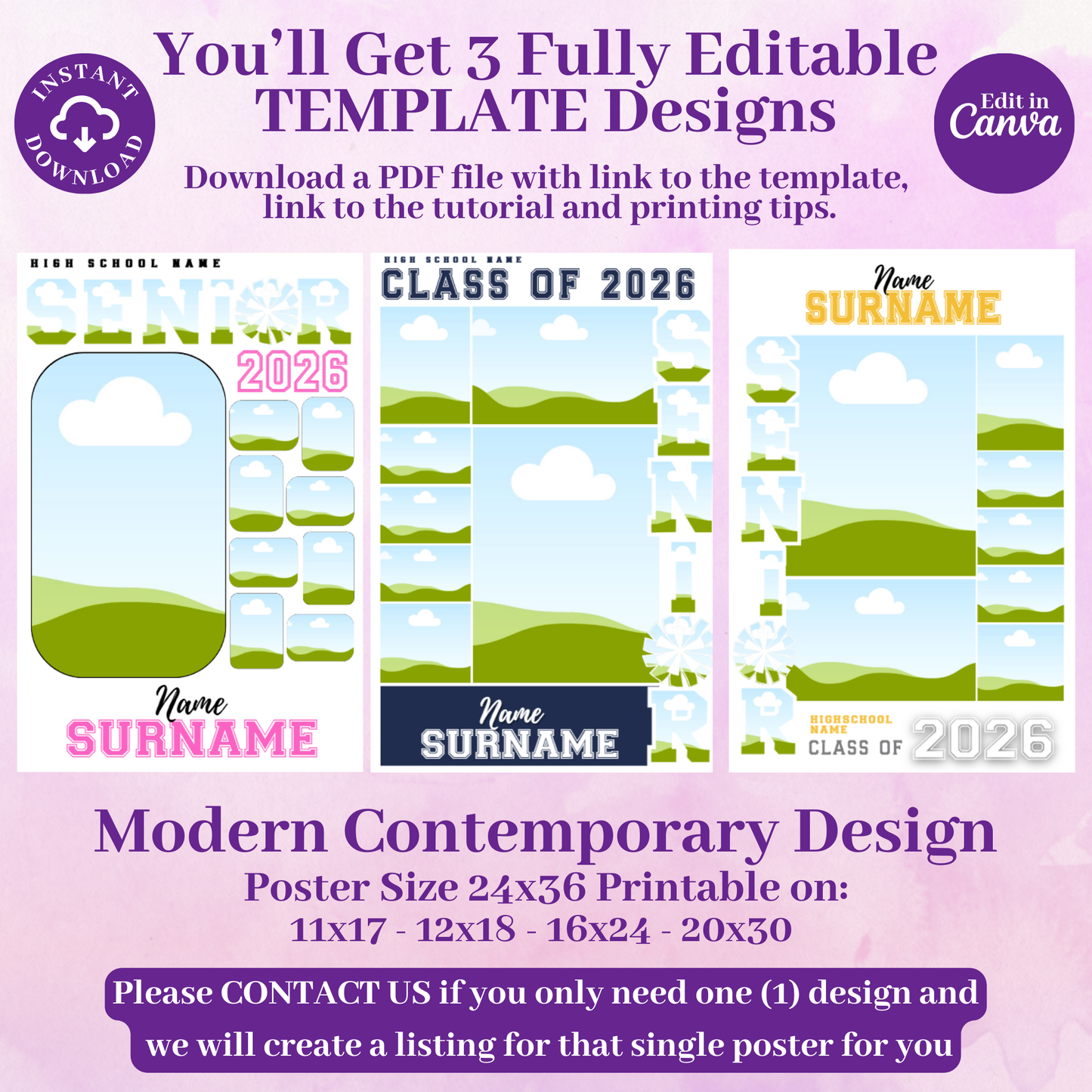 Senior Night Cheerleading Poster Template - Digital Download Customizable Senior Cheerleading Poster