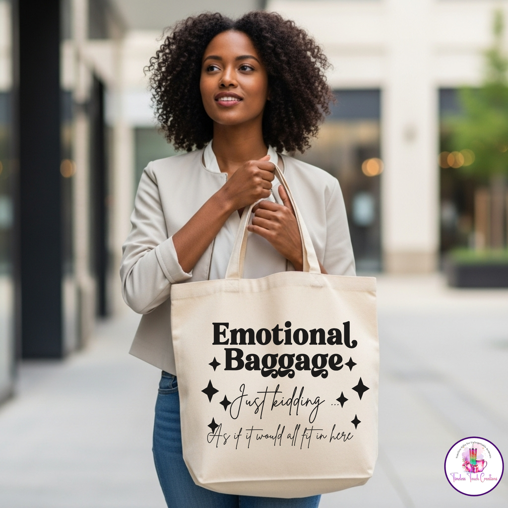 Emotional Baggage Tote Bag, Quote Canvas Bag for Women | Stylish and Practical Everyday Tote Bag