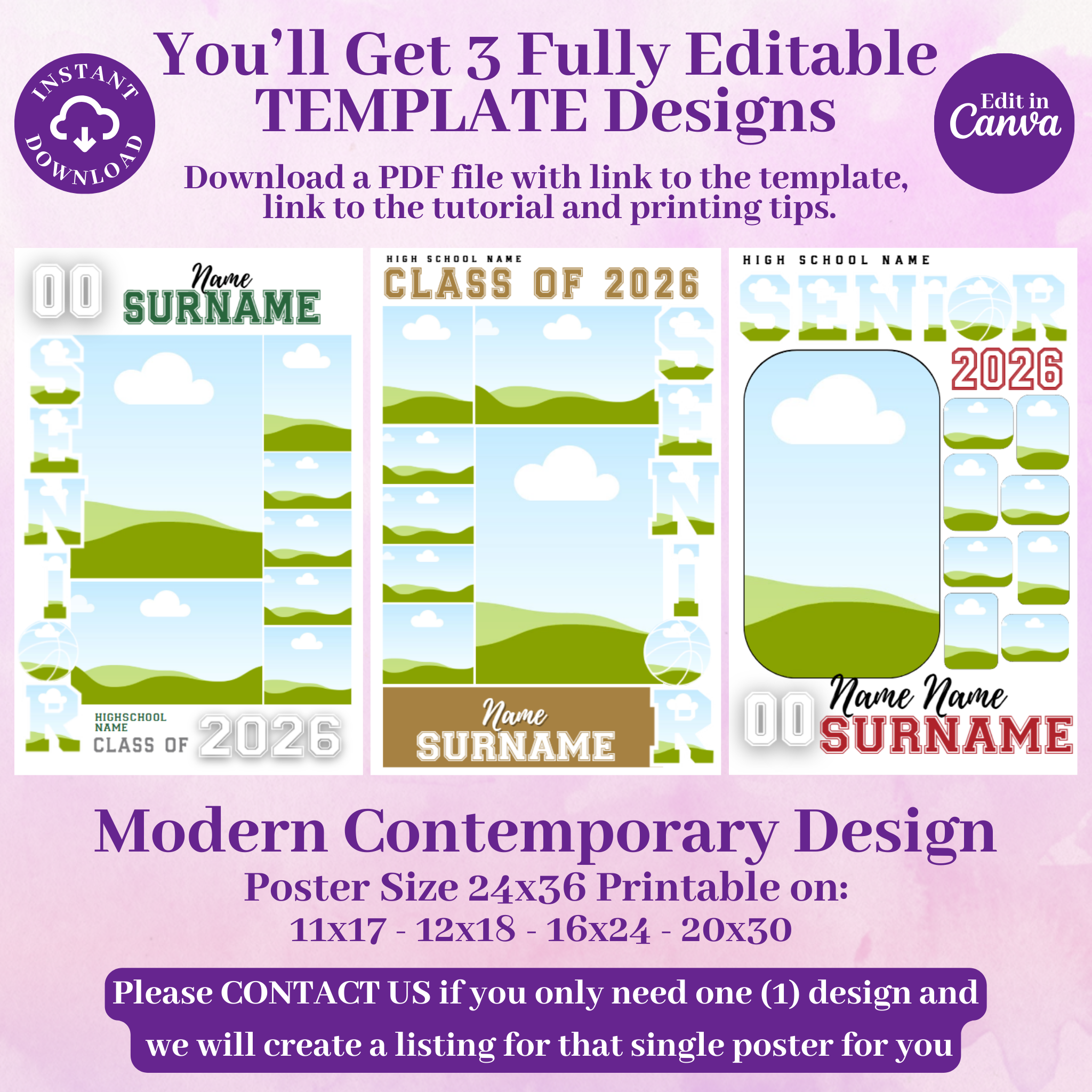 Senior Night Basketball Poster Template - Digital Download Customizable Senior Basketball Poster