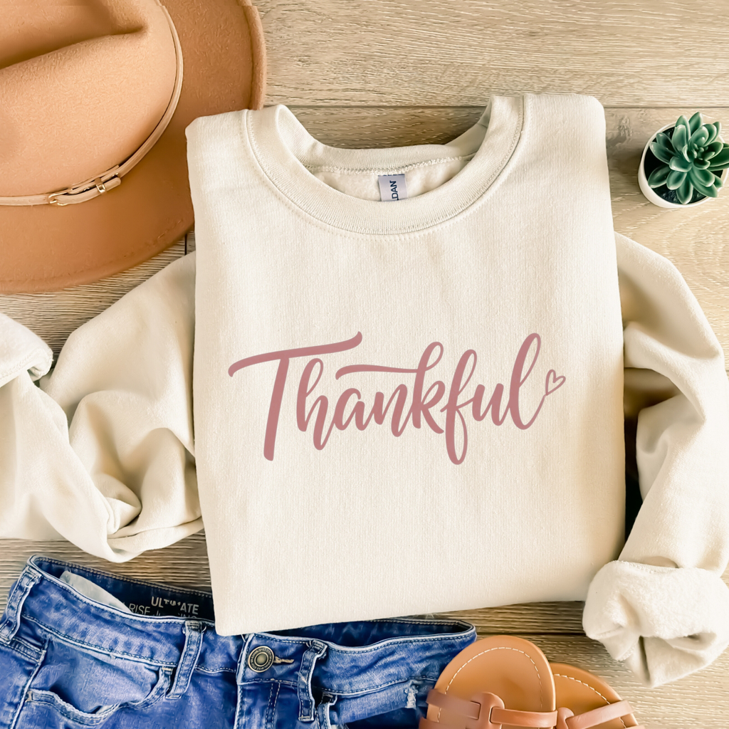 Thankful Sweatshirt Women – Cozy Fall Crewneck | Thanksgiving Graphic Pullover | Cute Autumn Outfit Top