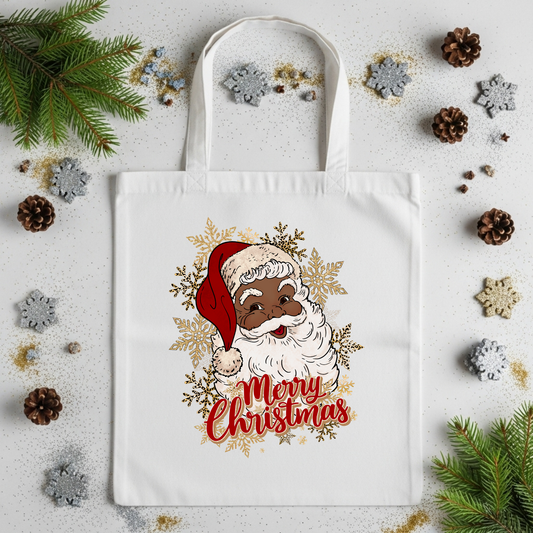 Christmas Tote Bag | Merry Christmas Santa Tote Bag Gift for Holidays