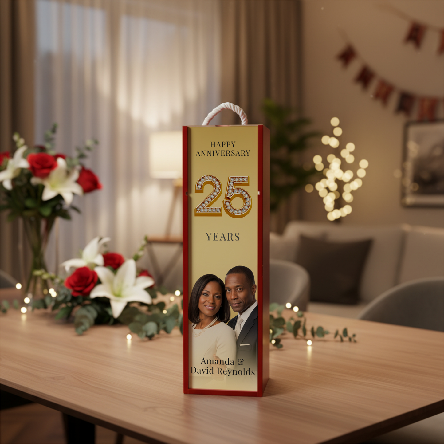 Anniversary Wine Box | Elegant Wooden Wine Gift Box for Couples