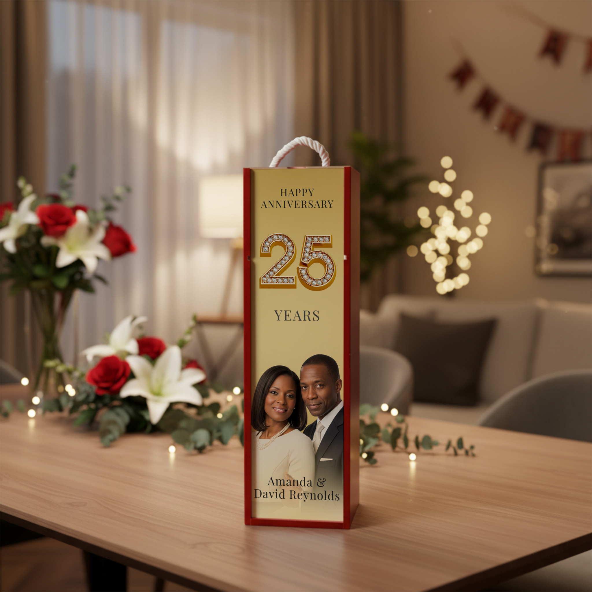 Anniversary Wine Box | Elegant Wooden Wine Gift Box for Couples