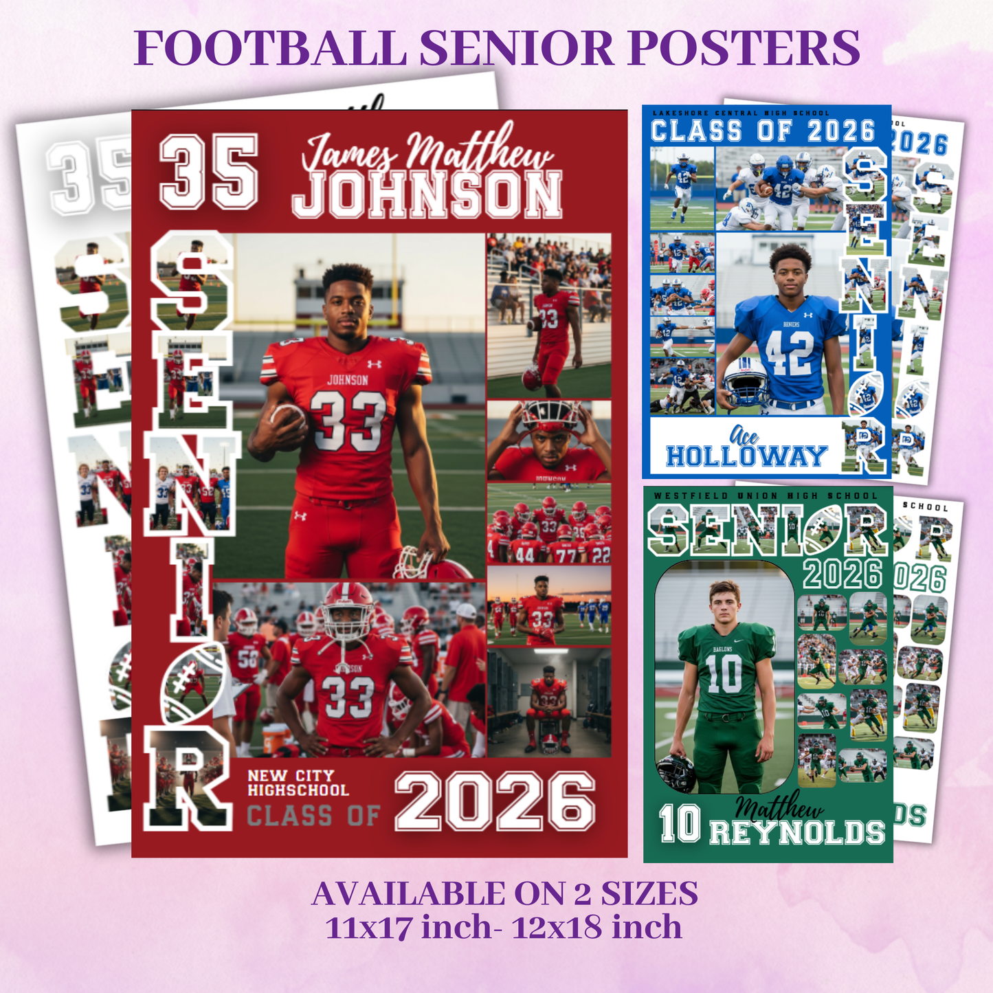 Personalized Football Senior Night Poster Custom Printed and Designed For You to Celebrate Your Senior Athlete