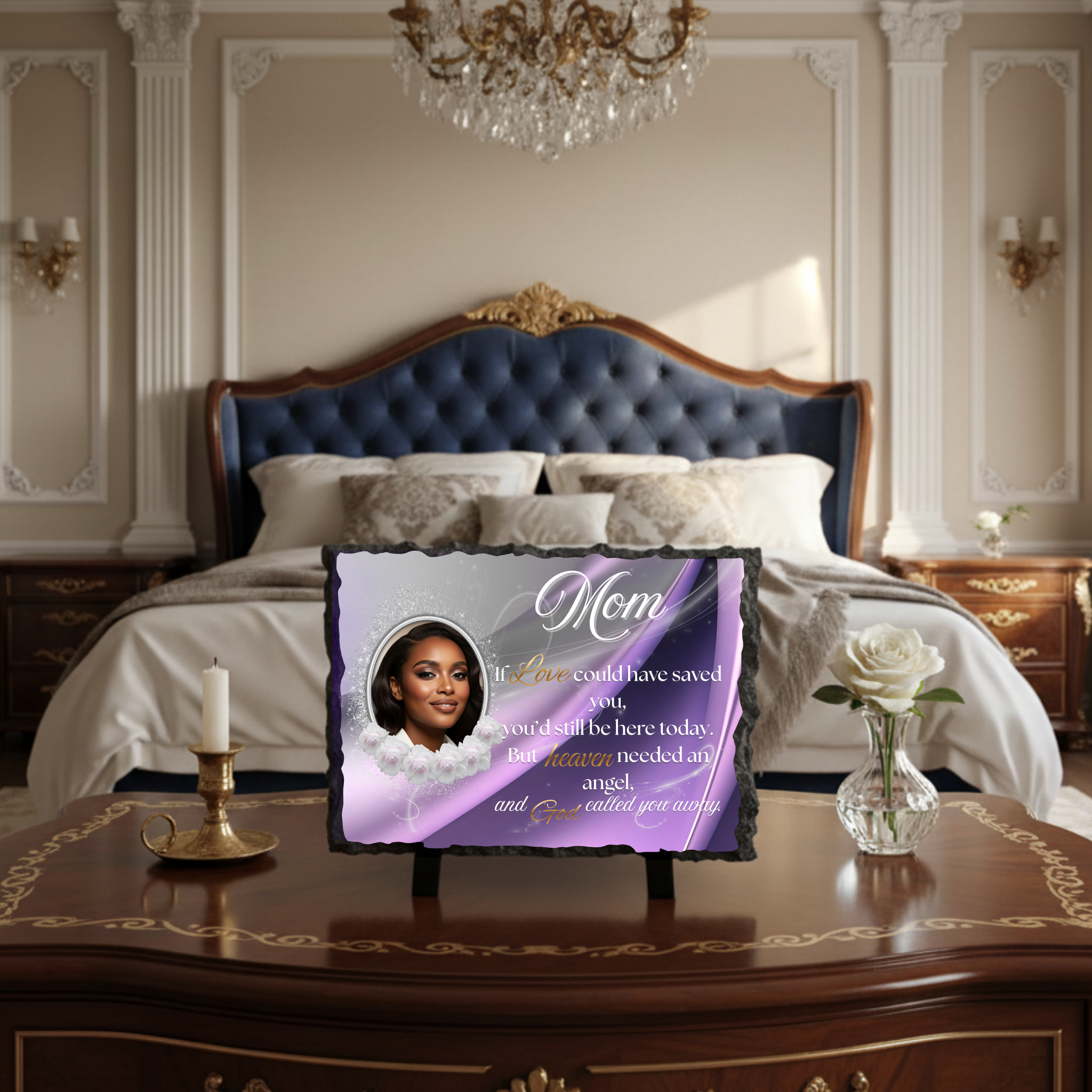 Personalized Memorial Slate Photo Display Remembrance Home Decor