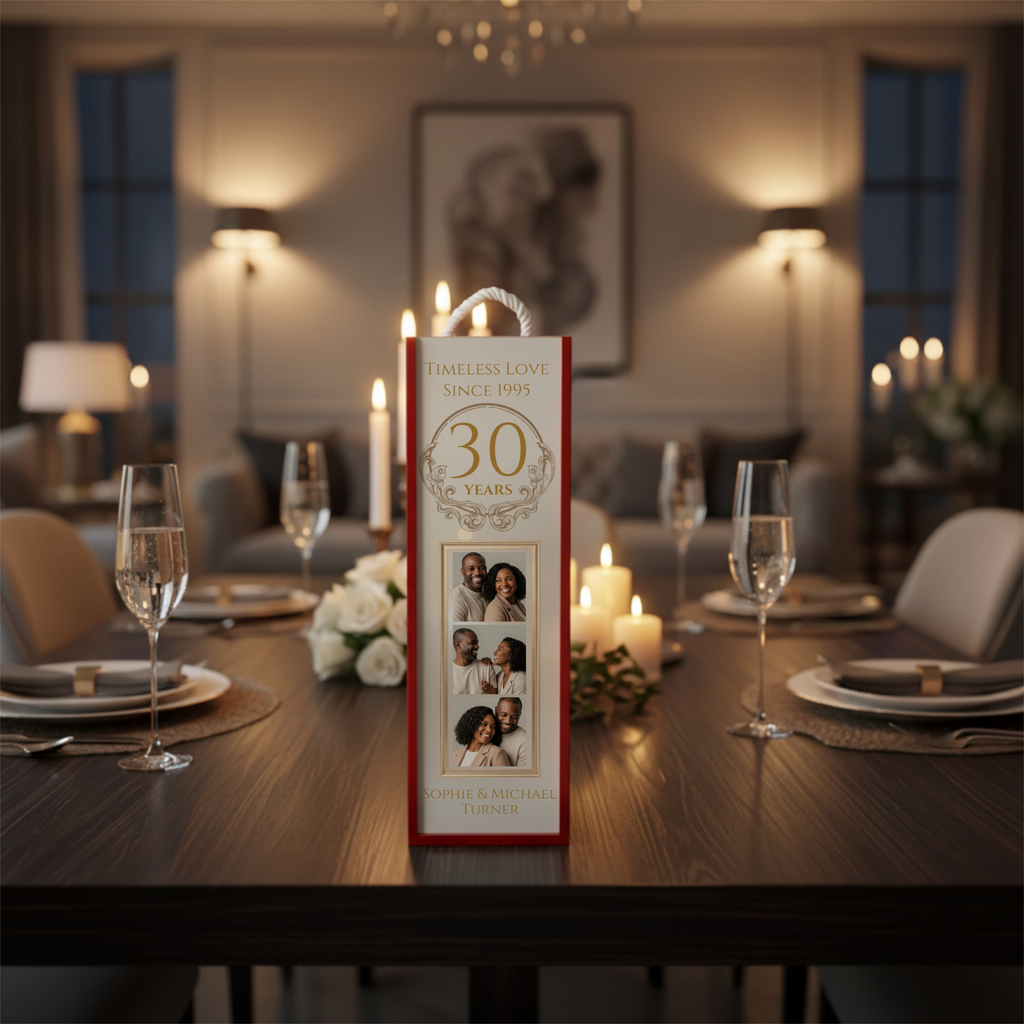 Anniversary Wine Box | Elegant Wooden Wine Gift Box for Couples