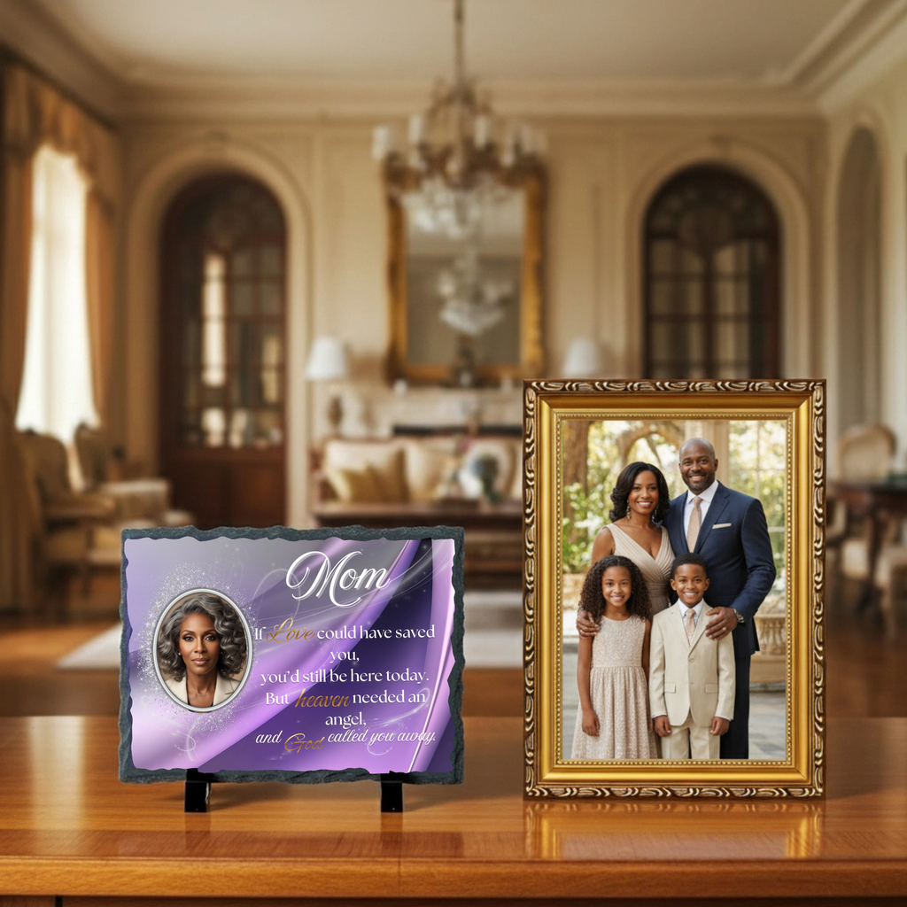 Personalized Memorial Slate Photo Display Remembrance Home Decor