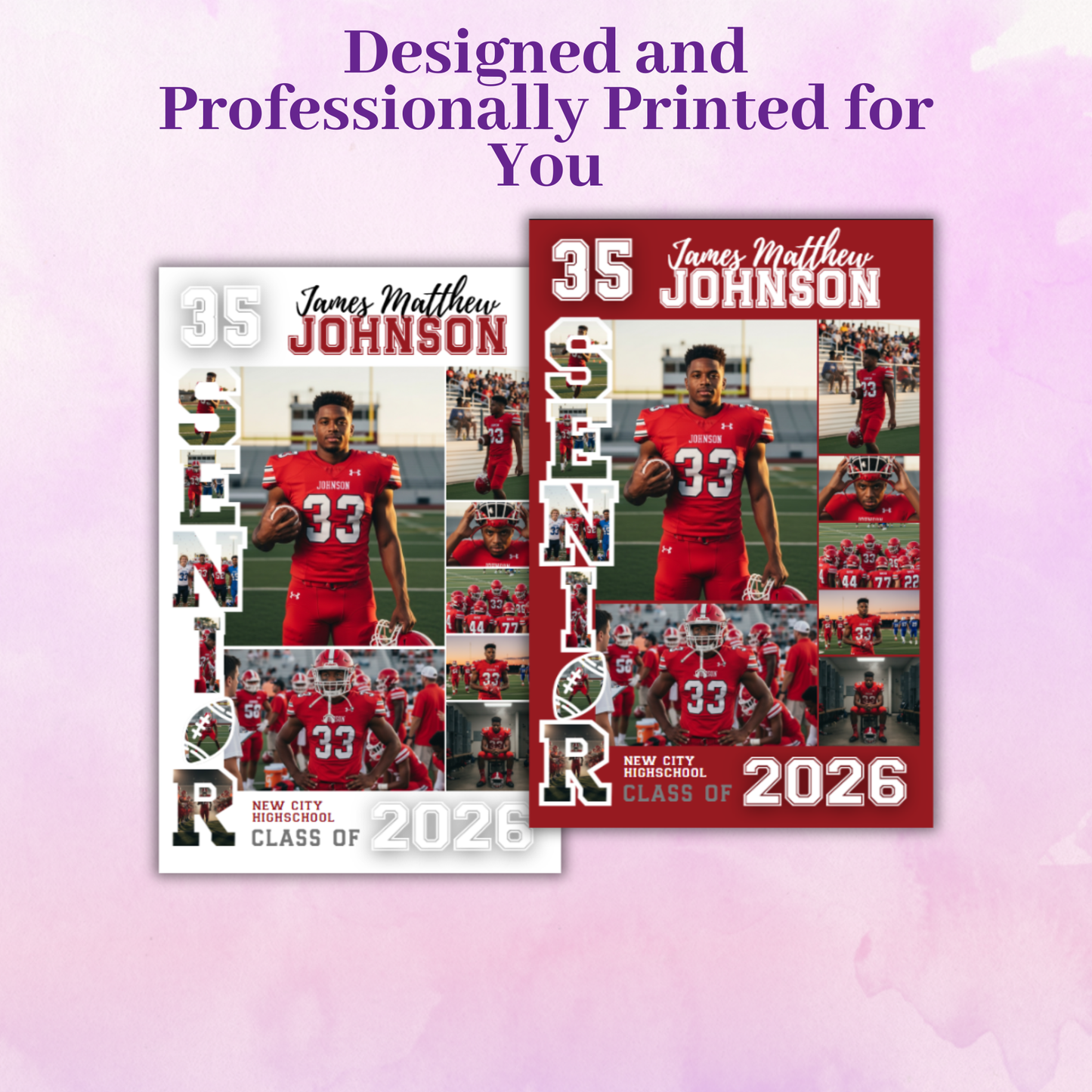 Personalized Football Senior Night Poster Custom Printed and Designed For You to Celebrate Your Senior Athlete