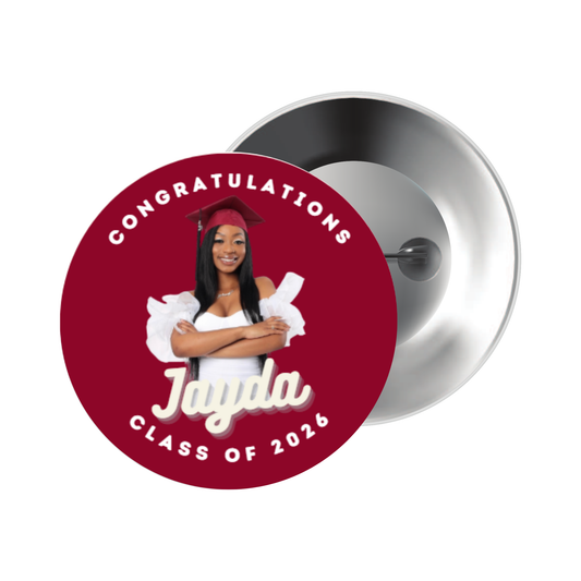 Graduation Button Set of 6 | Personalized Grad Pins for Family and Friends