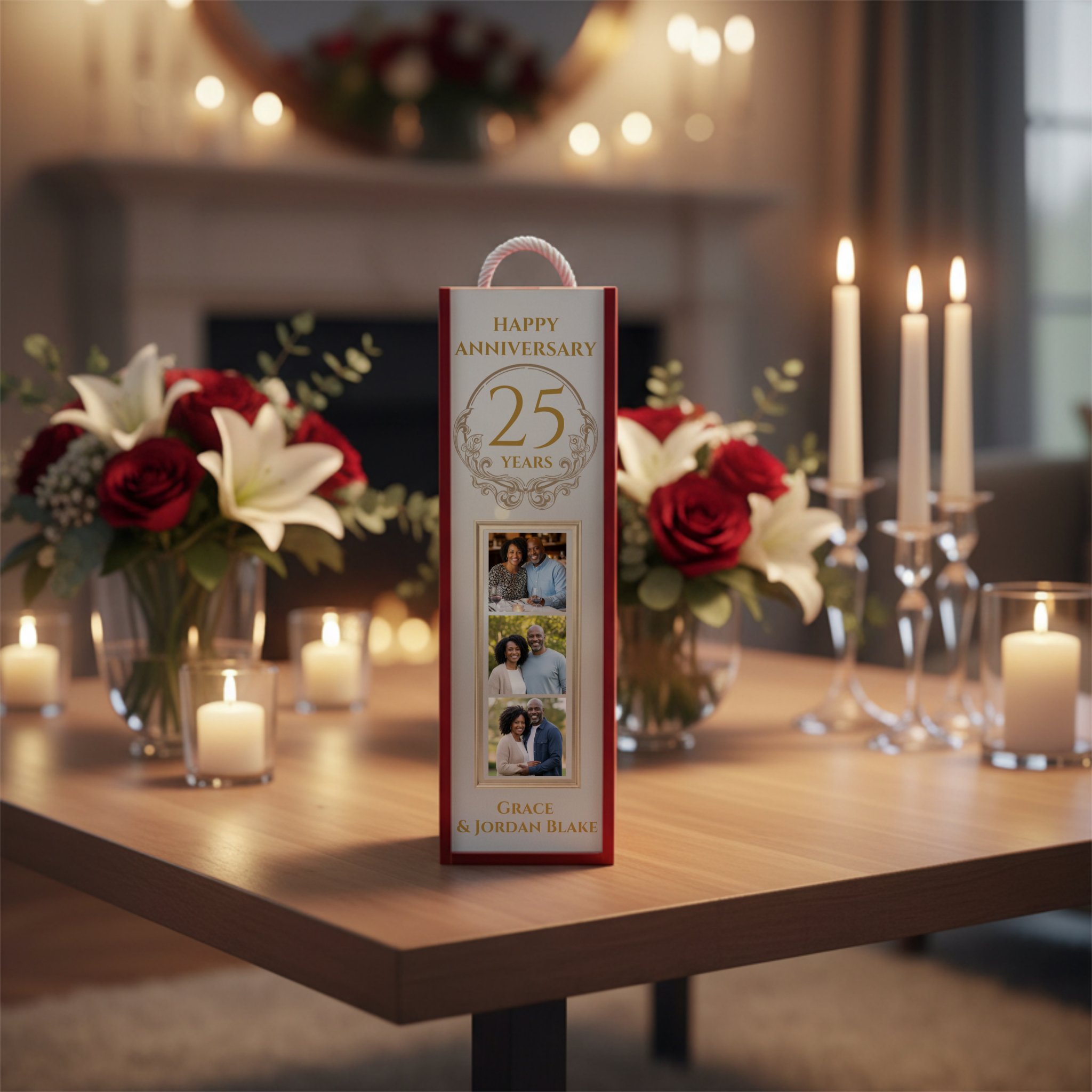 Anniversary Wine Box | Elegant Wooden Wine Gift Box for Couples