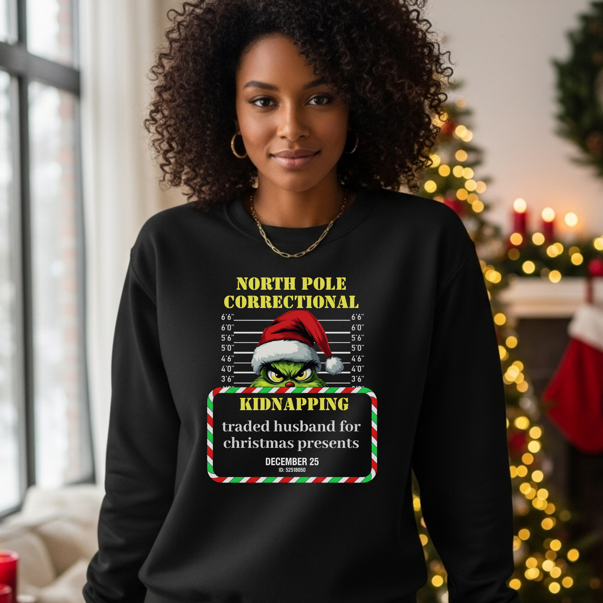 North Pole Correctional Grinch Christmas Shirt or Sweatshirt – Funny Holiday Tee or Crewneck Gift