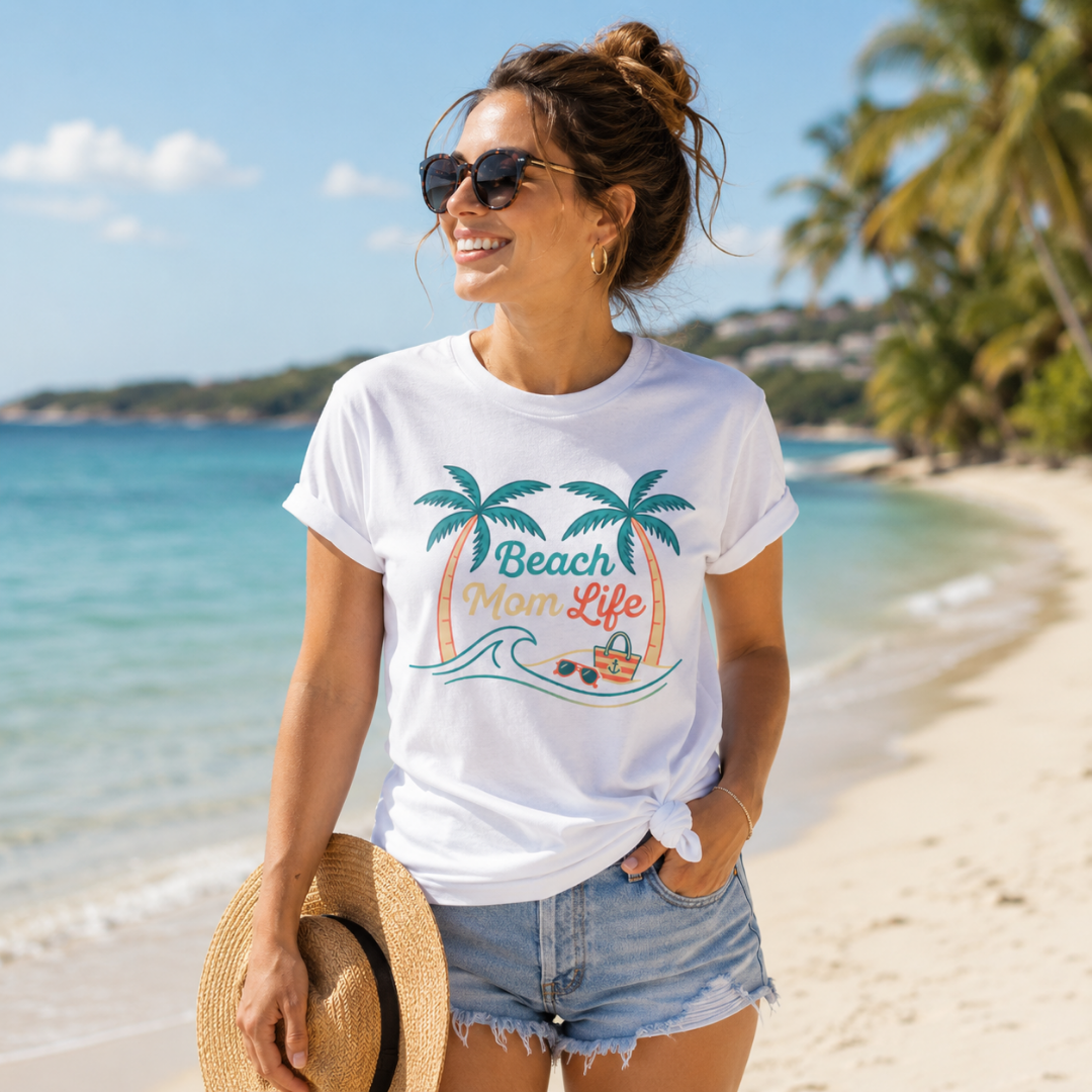 Beach Mom Life Shirt | Women's Summer Beach Graphic Tee