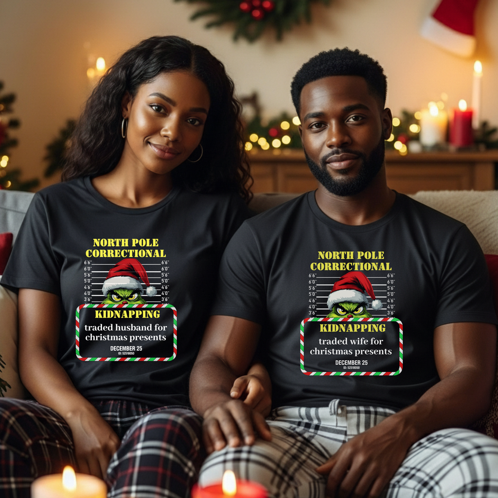 North Pole Correctional Grinch Christmas Shirt or Sweatshirt – Funny Holiday Tee or Crewneck Gift