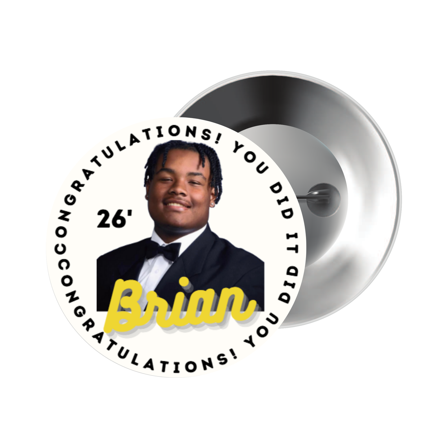 Graduation Button Set of 6 | Personalized Grad Pins for Family and Friends