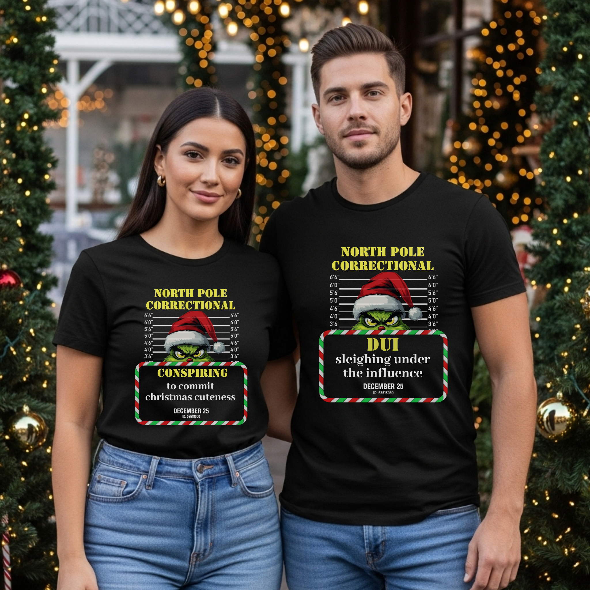 North Pole Correctional Grinch Christmas Shirt or Sweatshirt – Funny Holiday Tee or Crewneck Gift