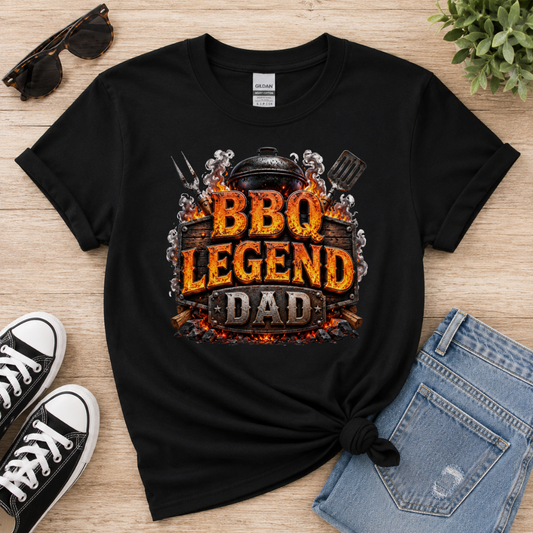 BBQ Legend Dad T-Shirt | Pitmaster Dad BBQ Graphic Tee Gift for Grill Dads
