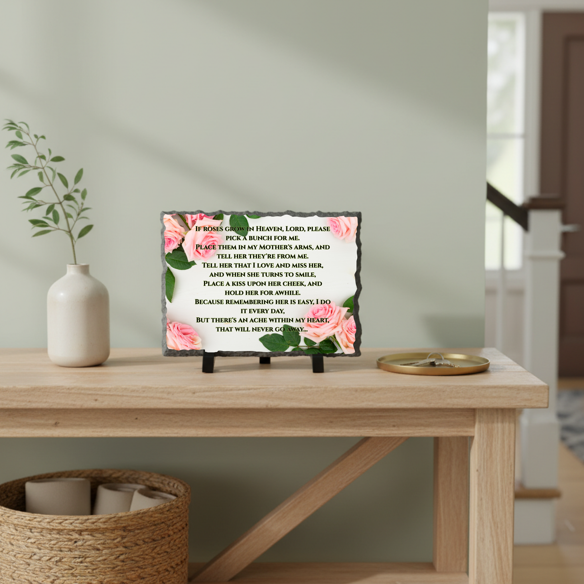 Memorial Slate Plaque Remembrance Verse Design Home Display