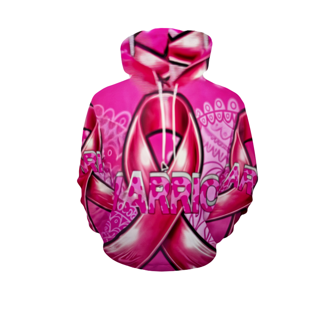 Breast Cancer Awareness Hoodie Pink Ribbon Warrior Design | All Over Print Cancer Support Hooded Sweatshirt