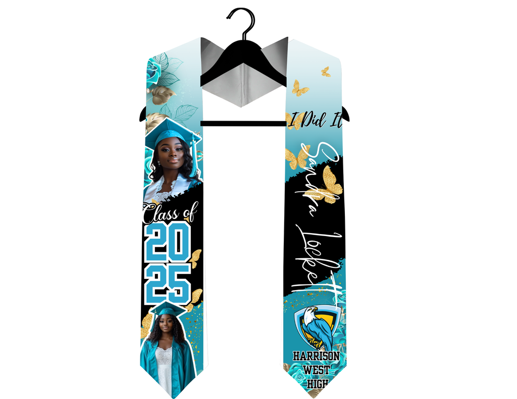 Custom Graduation Stole with Photos and School Mascot – Personalized Class of 2025/2026 Keepsake
