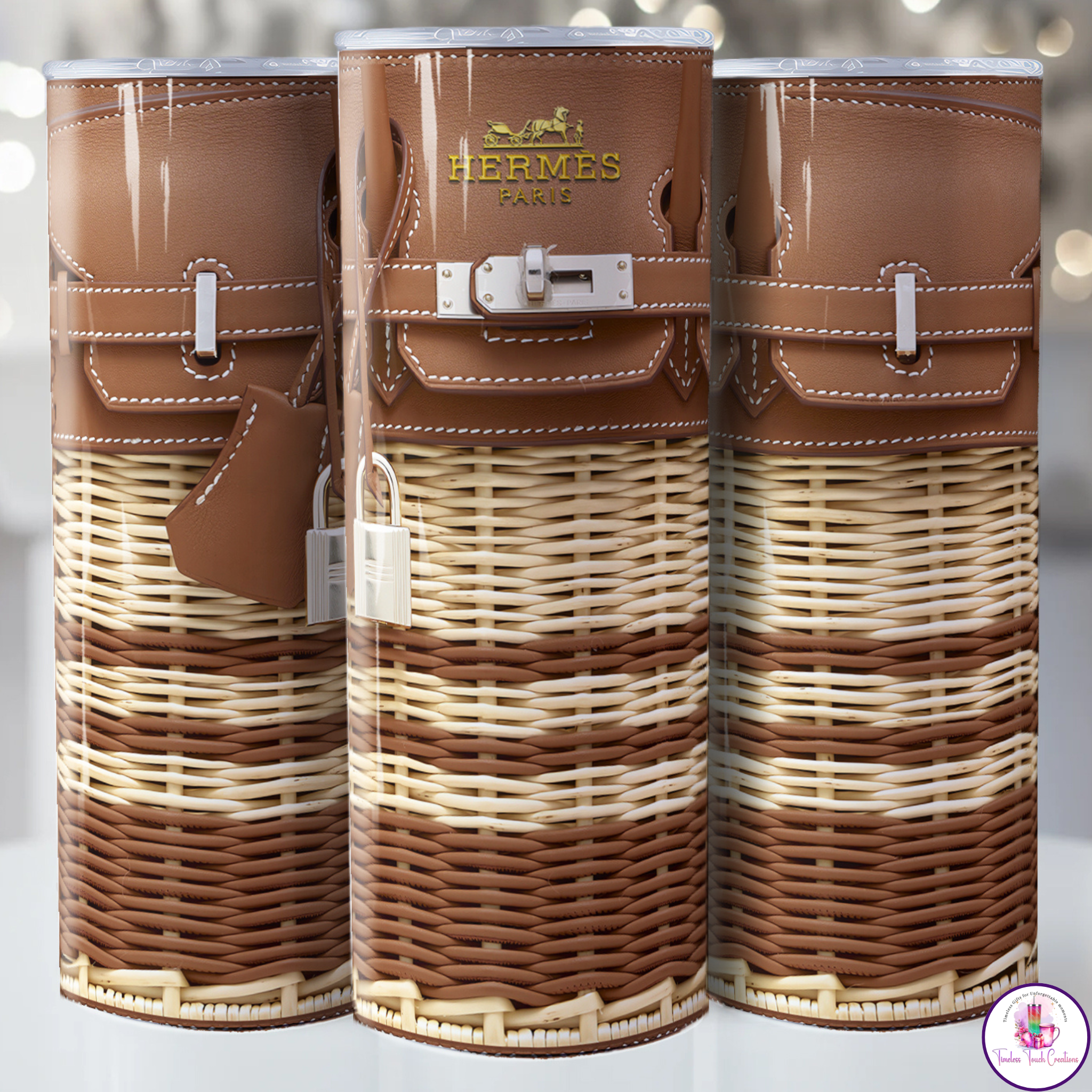 Luxury Inspired Mug and Tumbler | Classic Woven Leather Print Drinkware