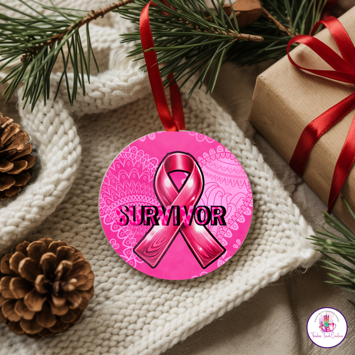 Deluxe Breast Cancer Survivor Bundle Hoodie Blanket Pillow Ornament and T Shirt