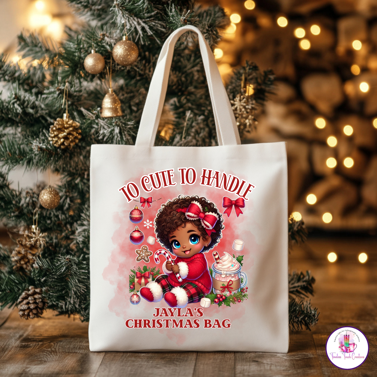 Personalized Christmas Tote Bag for Kids | Custom Holiday Gift Bag with Name