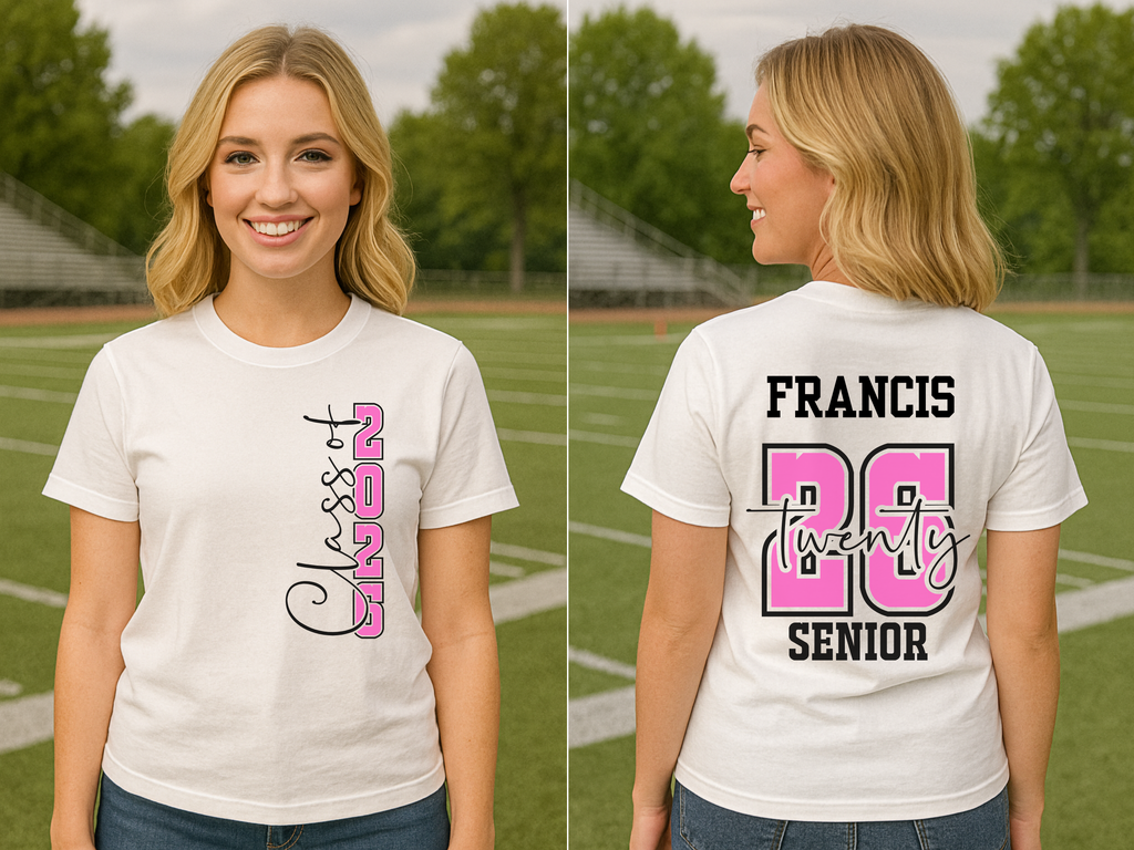 Personalized Class of 2026 Senior Shirt, Custom Name Graduation T-Shirt, Hoodie or Crewneck Sweatshirt, Senior Gift for Her, School Spirit Wear