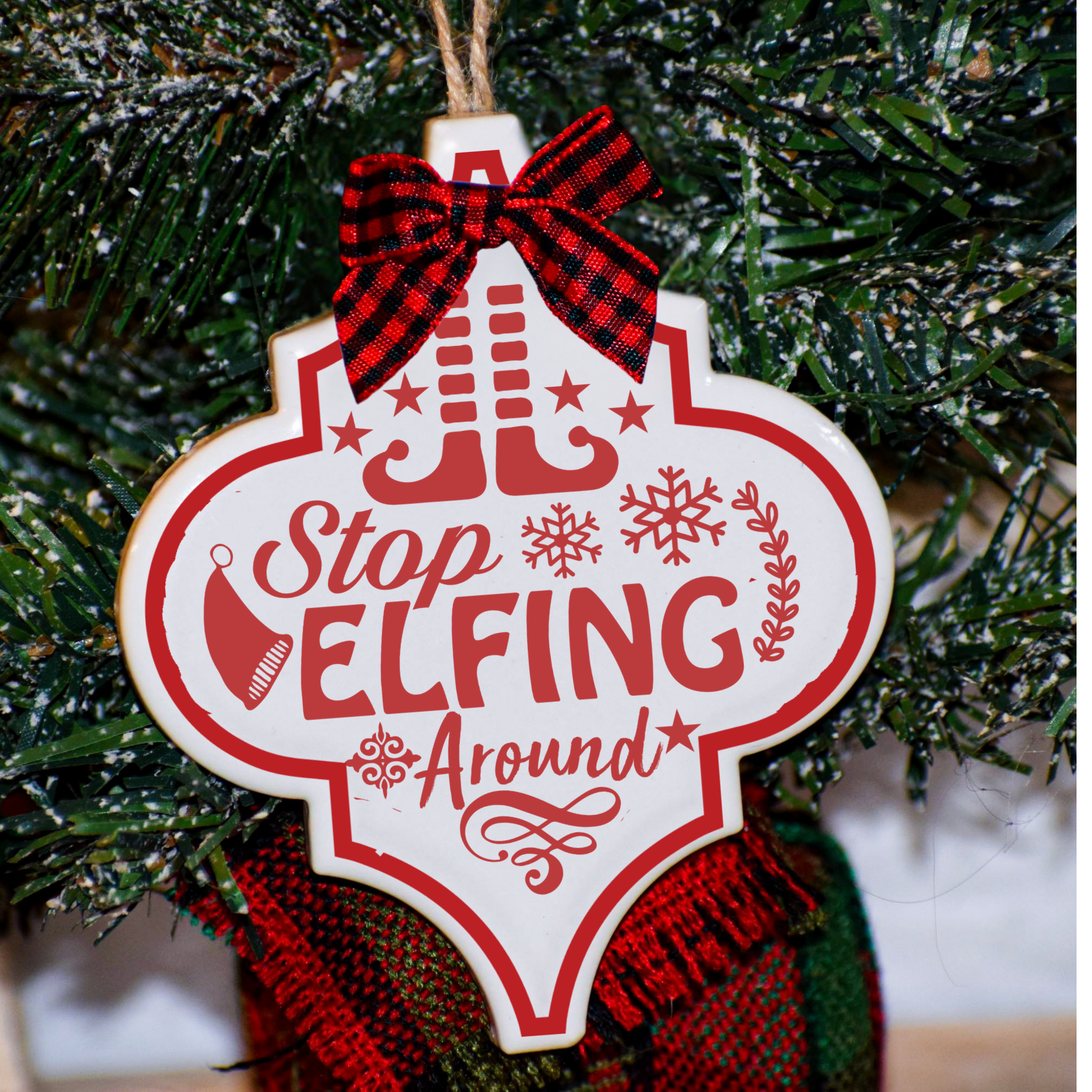 Funny Christmas Ornaments 2025 – Ceramic Tile Holiday Ornaments with Humorous Sayings