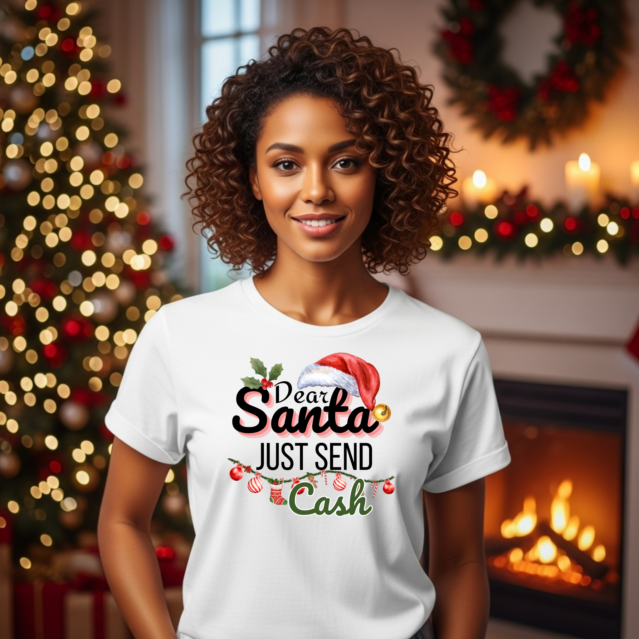 Christmas Shirt Dear Santa Just Send Cash Holiday Tee