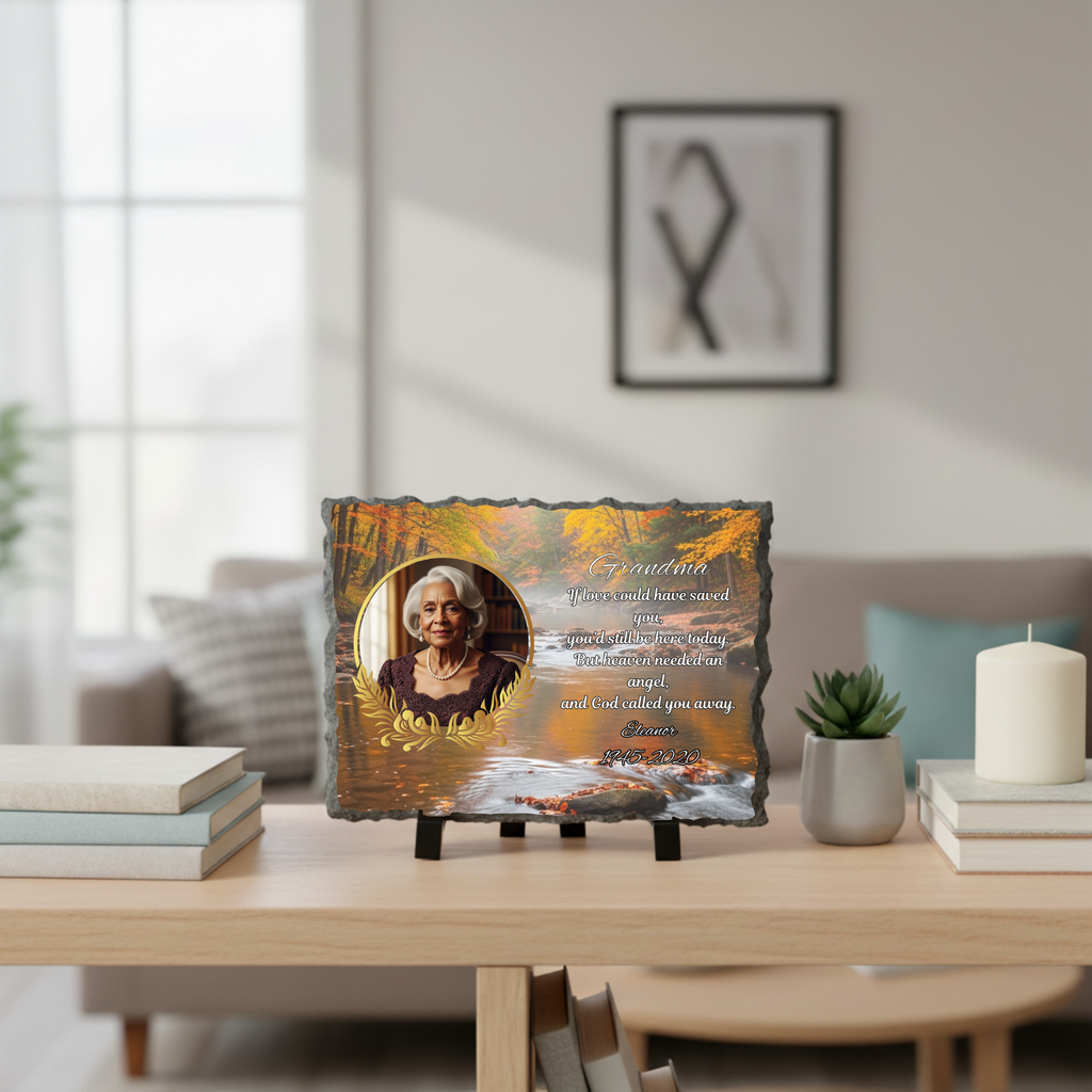 Personalized Memorial Slate Photo Plaque Custom Display
