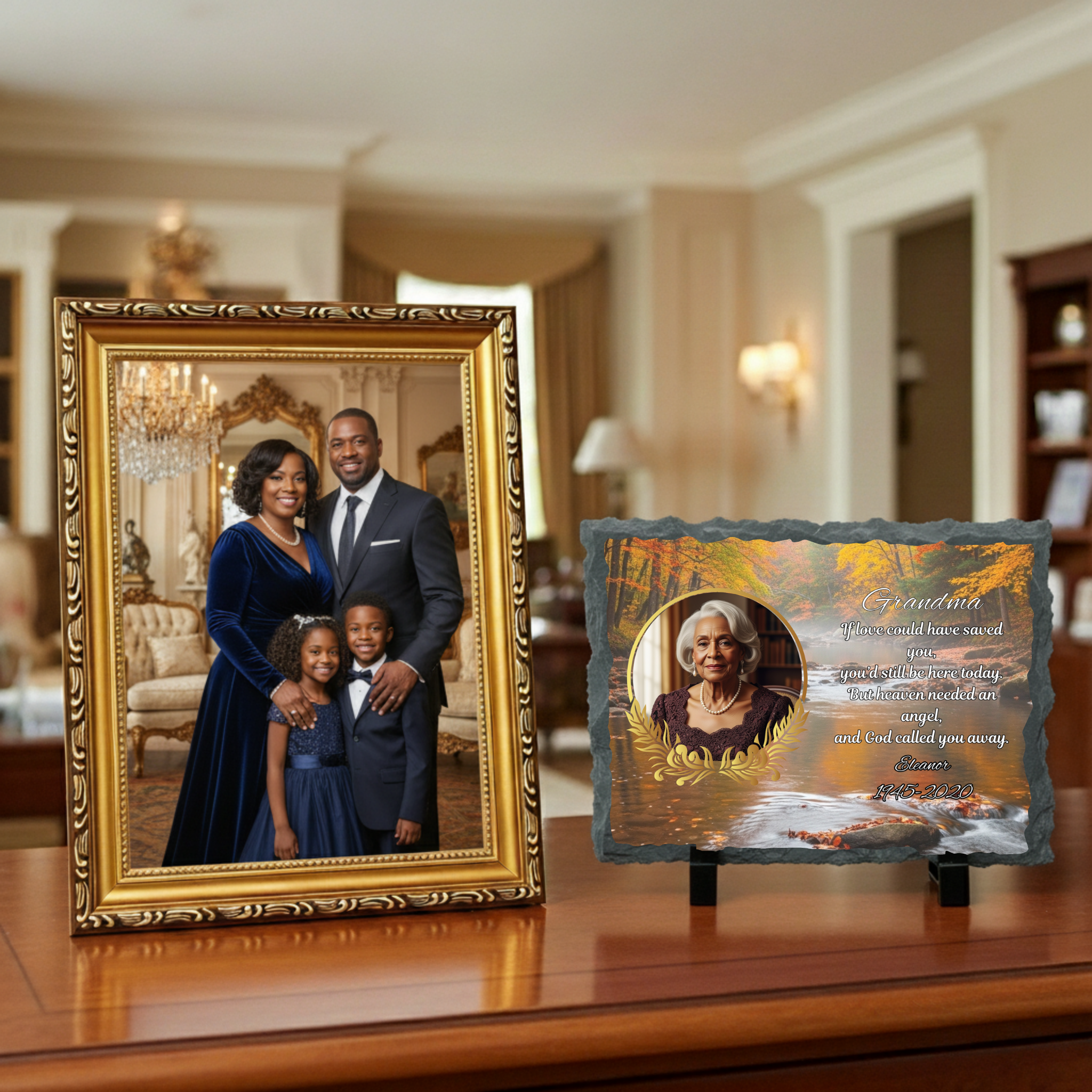 Personalized Memorial Slate Photo Plaque Custom Display