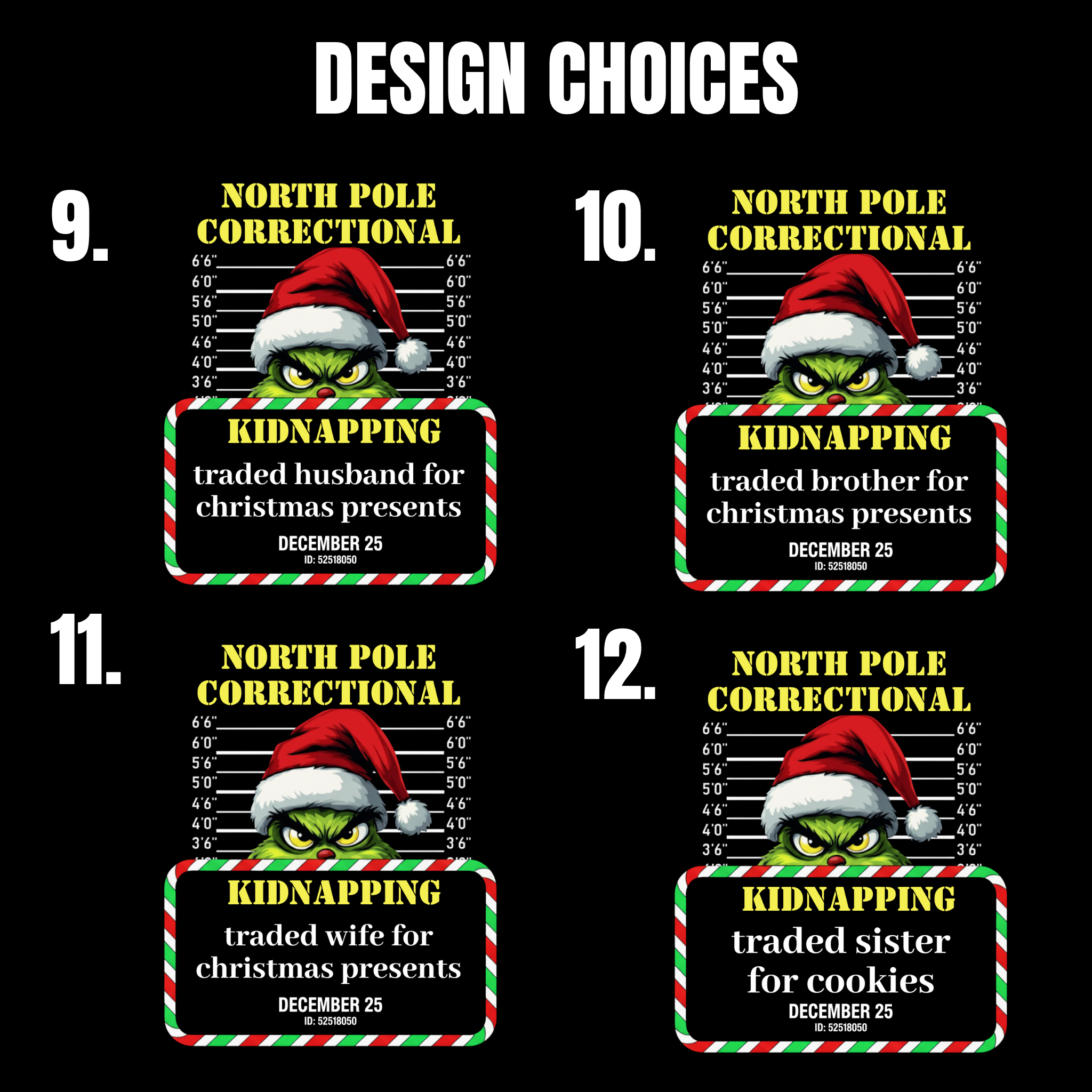 North Pole Correctional Grinch Christmas Shirt or Sweatshirt – Funny Holiday Tee or Crewneck Gift