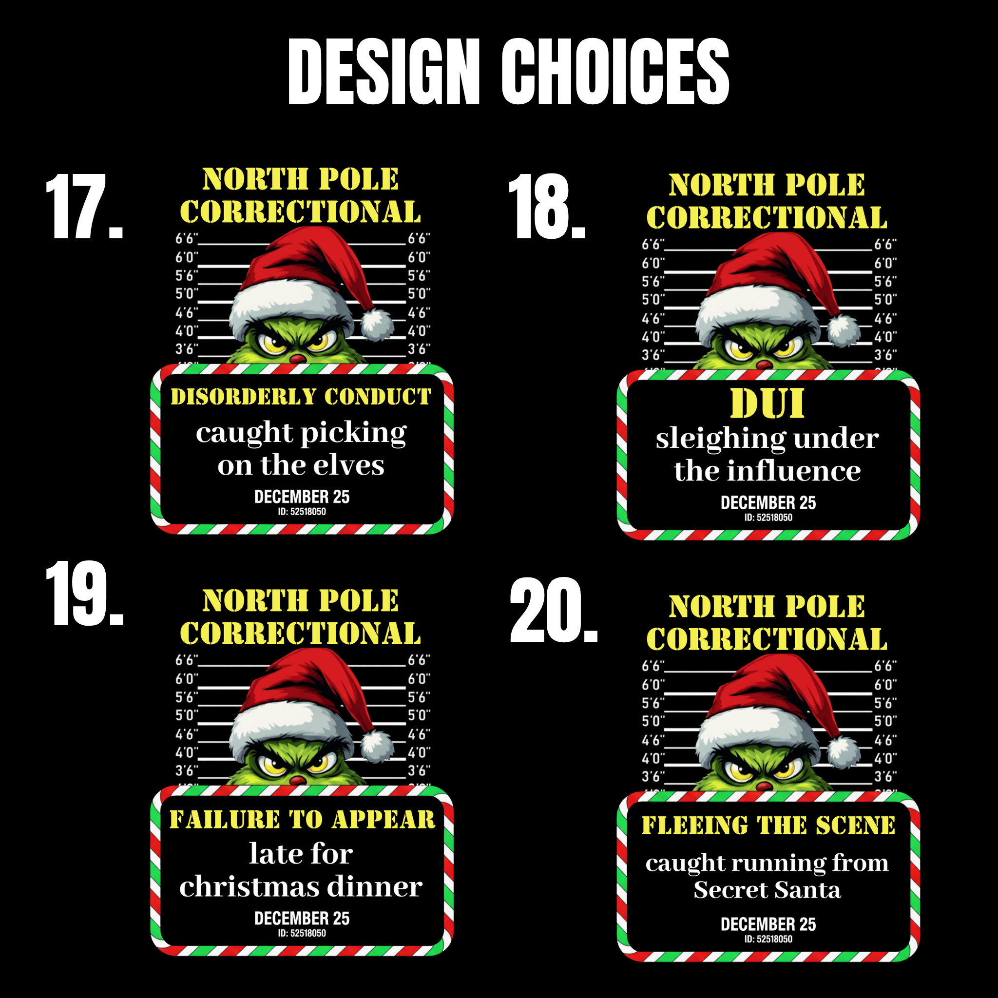 North Pole Correctional Grinch Christmas Shirt or Sweatshirt – Funny Holiday Tee or Crewneck Gift