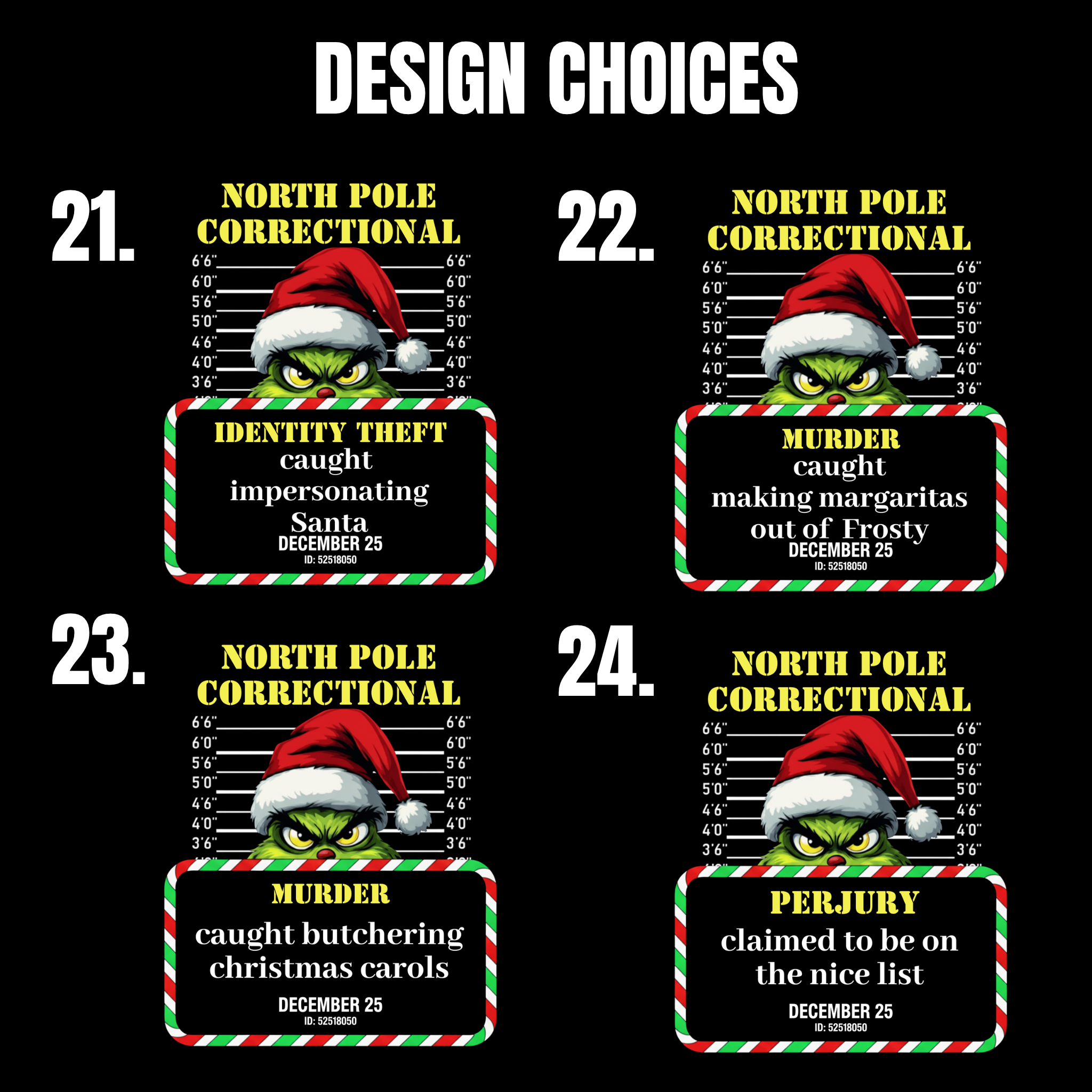 North Pole Correctional Grinch Christmas Shirt or Sweatshirt – Funny Holiday Tee or Crewneck Gift