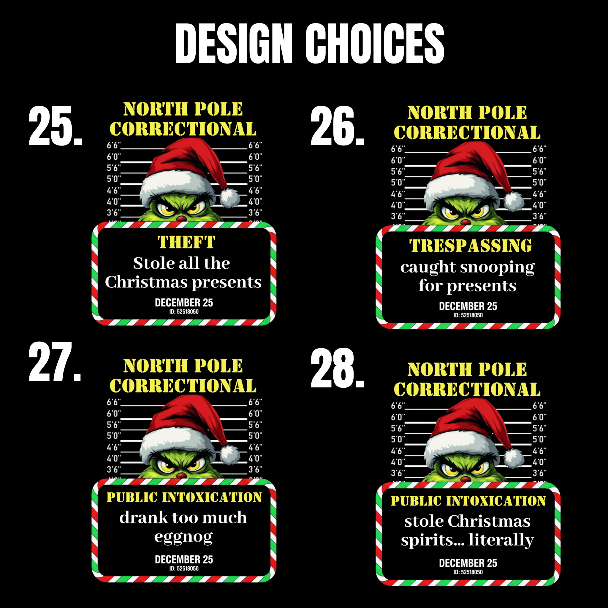 North Pole Correctional Grinch Christmas Shirt or Sweatshirt – Funny Holiday Tee or Crewneck Gift