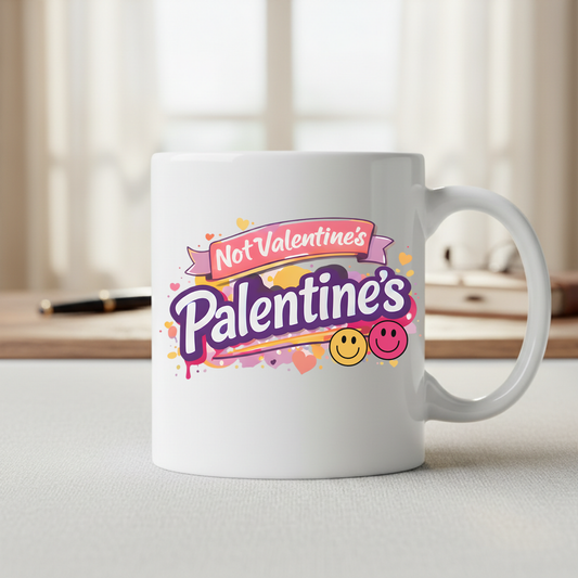 Palentine's Day Mug - Friendship Celebration Coffee Mug with Smiley Faces