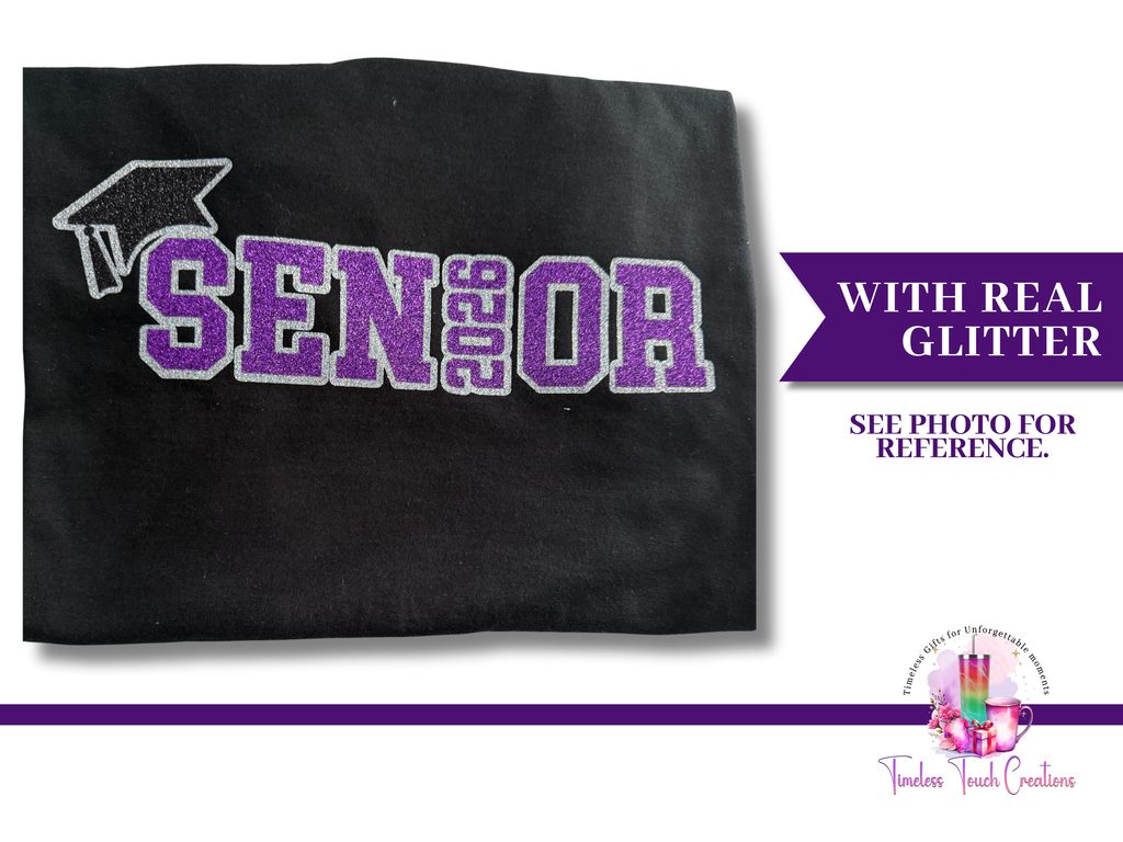 2026 Senior Glitter Graduation Shirt – School Spirit Tee
