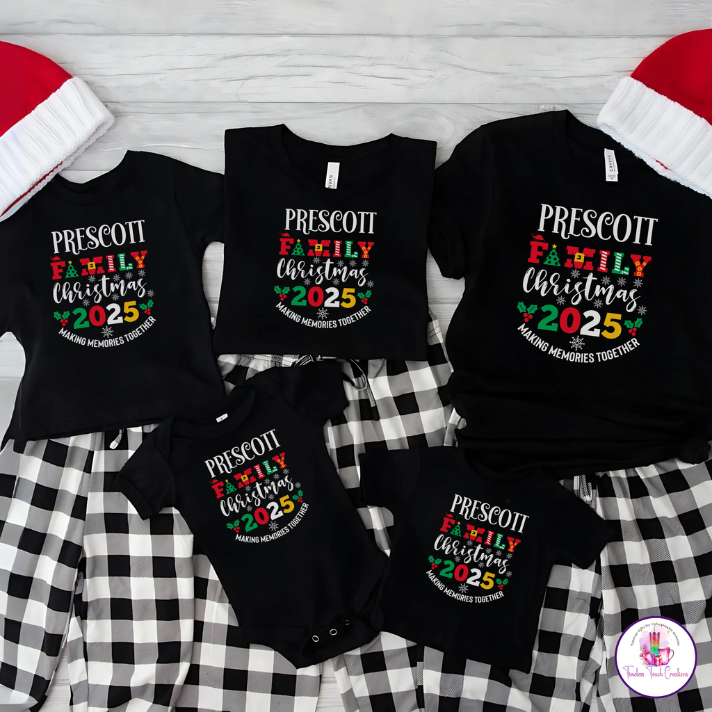 Personalized Family Christmas 2025 Shirt | Custom Matching Holiday Pajama Tops for the Whole Family