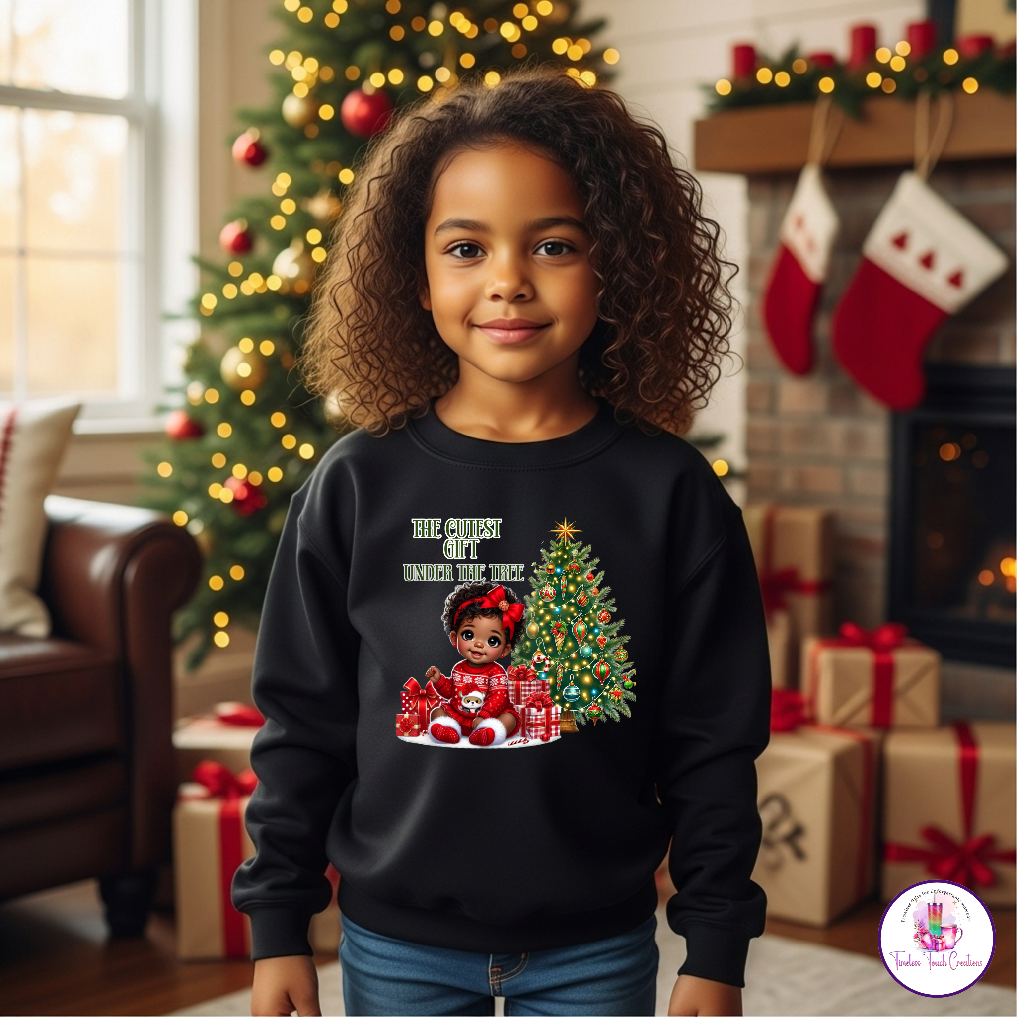 Personalized Christmas T-Shirt for Kids | "The Cutest Gift Under the Tree" with Custom Name