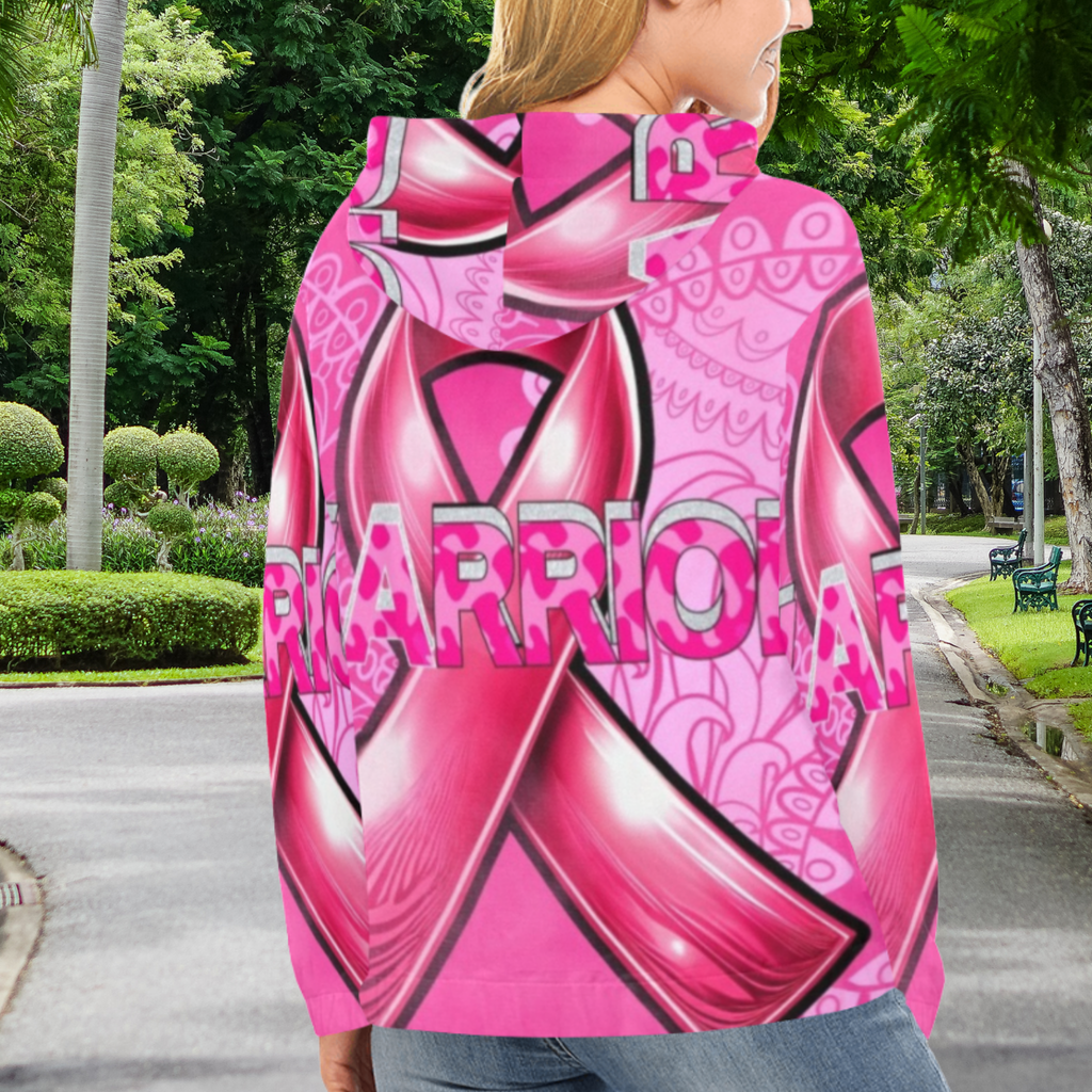 Breast Cancer Awareness Hoodie Pink Ribbon Warrior Design | All Over Print Cancer Support Hooded Sweatshirt