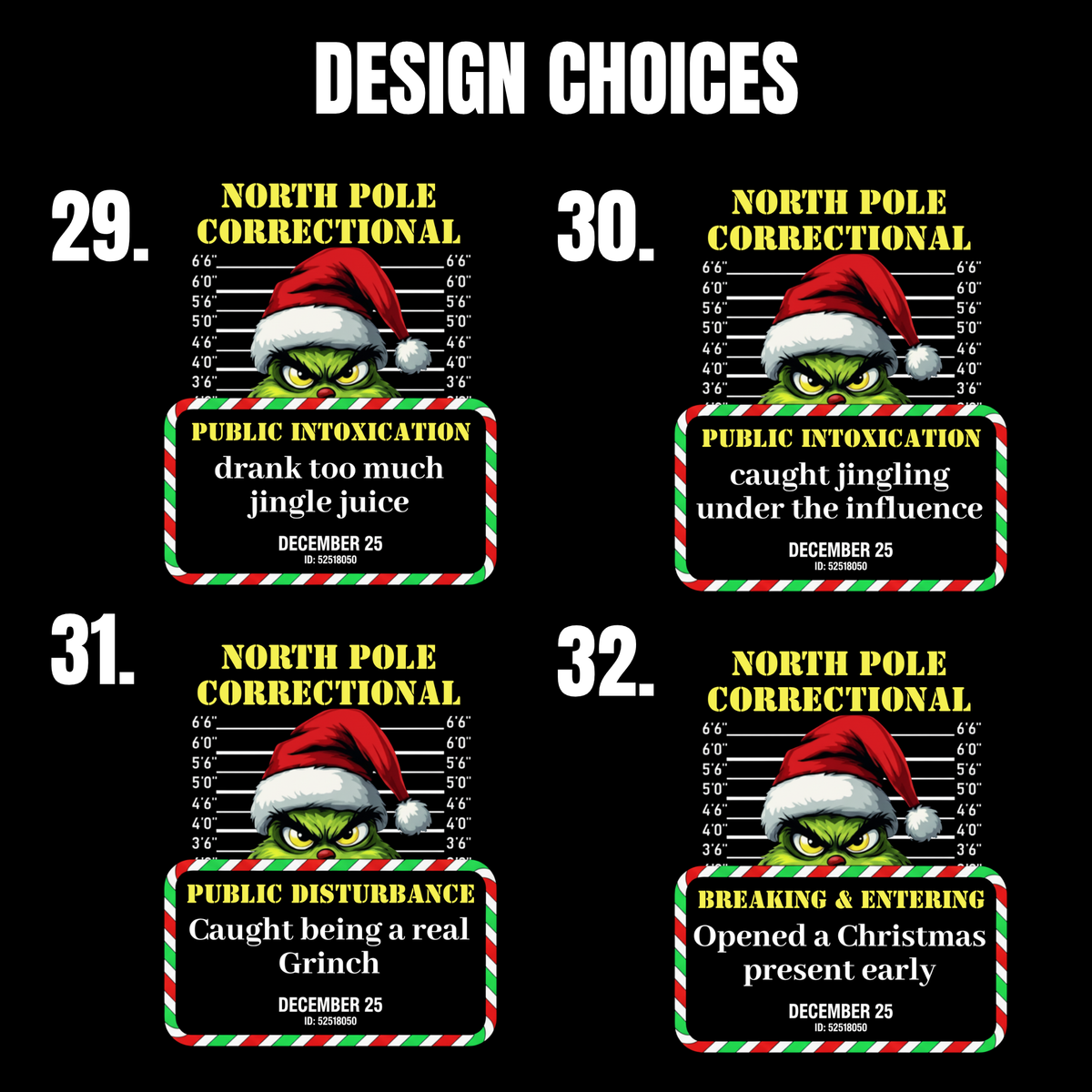 North Pole Correctional Grinch Christmas Shirt or Sweatshirt – Funny Holiday Tee or Crewneck Gift