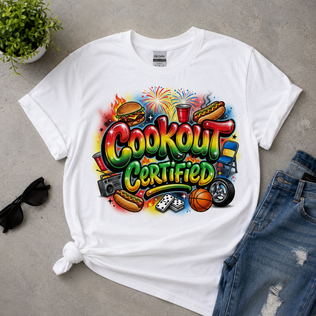 Cookout Certified T-Shirt | BBQ Cookout Culture Graphic Tee Summer Cookout Shirt